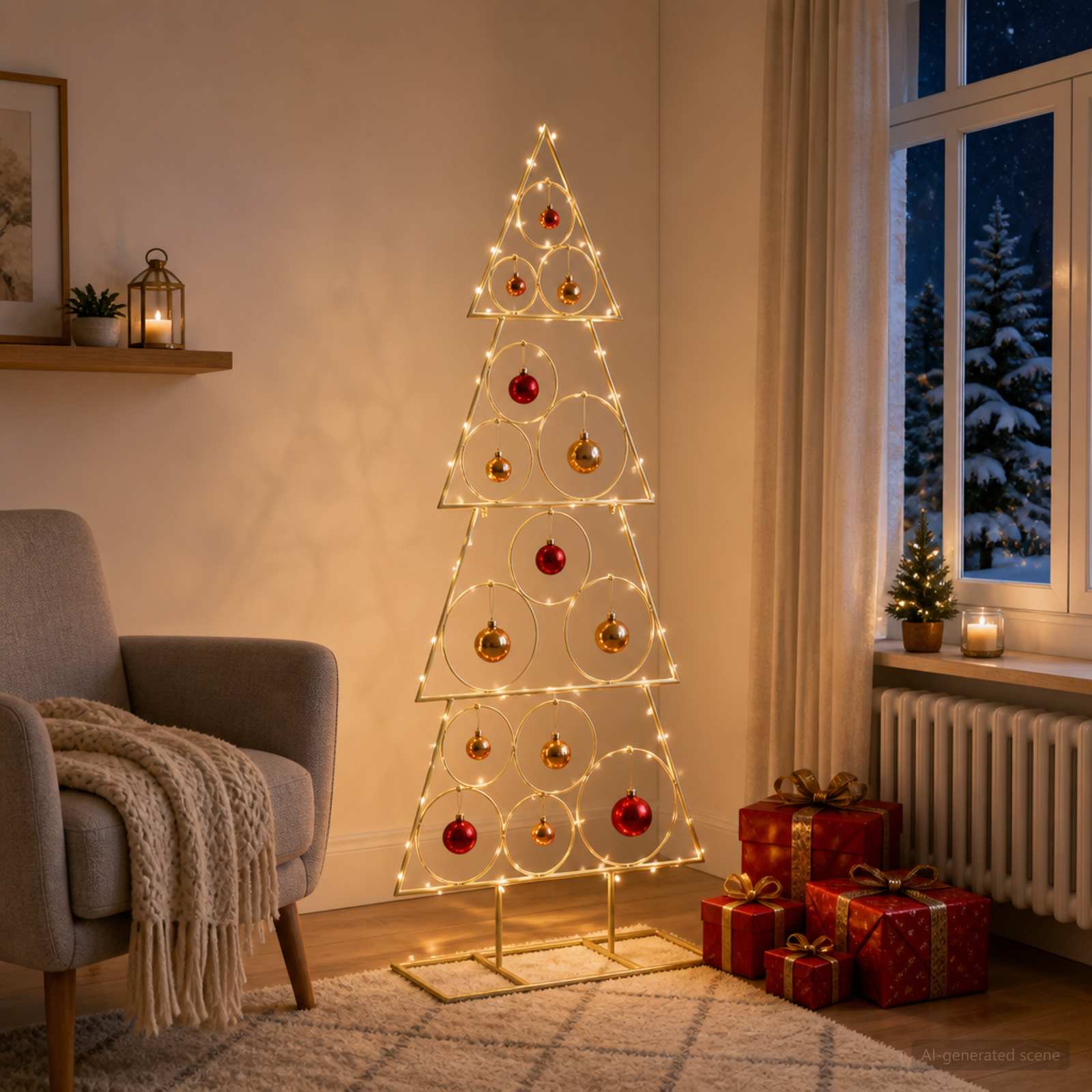 Albero di Natale in metallo con supporto KUOPIO 125 cm Acciaio