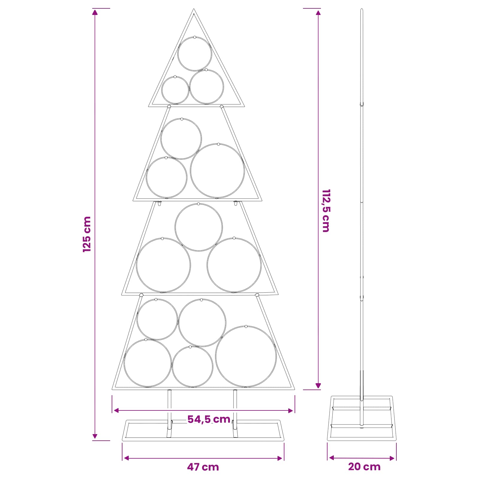 Albero di Natale in metallo con supporto KUOPIO 125 cm Acciaio