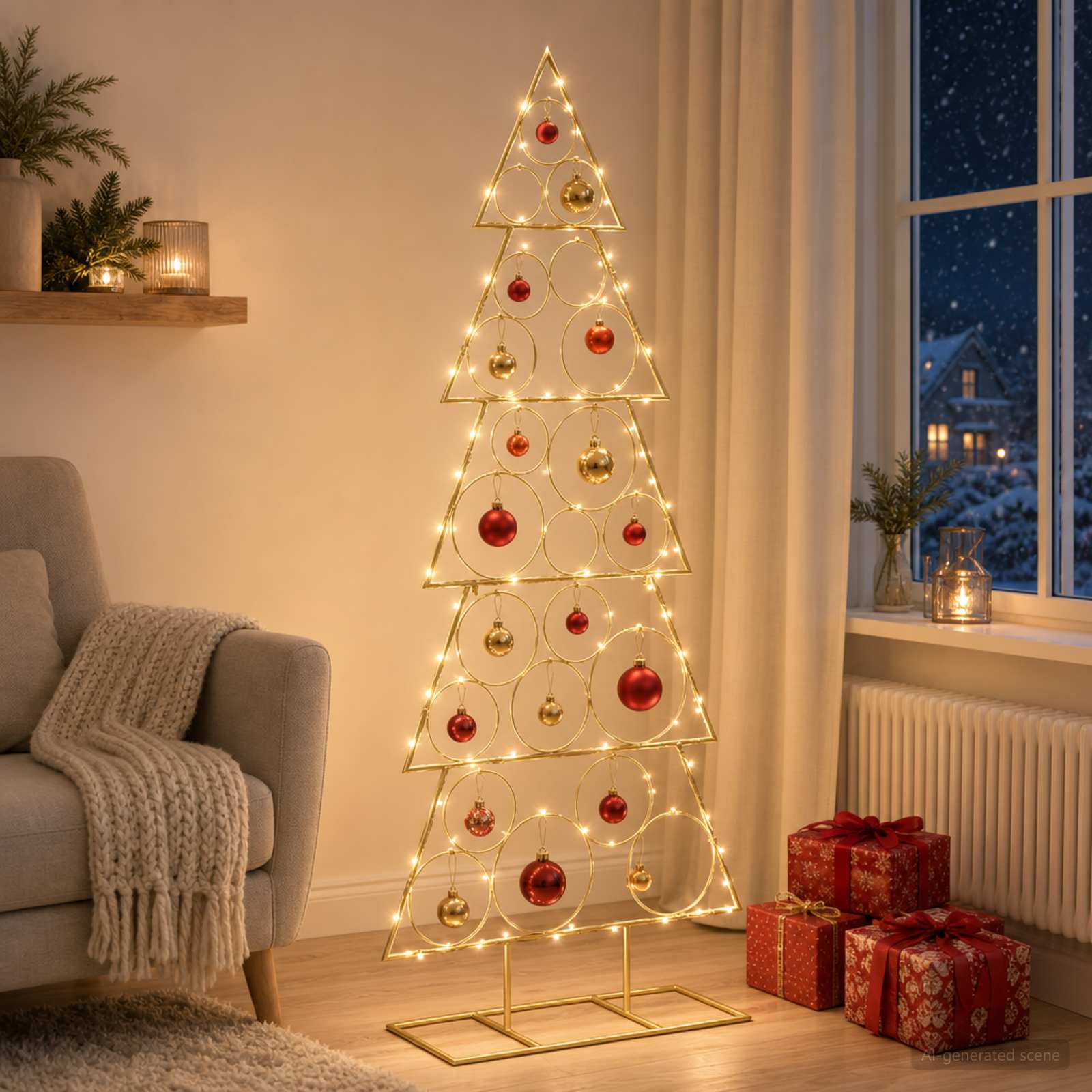 Albero di Natale in metallo con supporto KUOPIO 150 cm Acciaio
