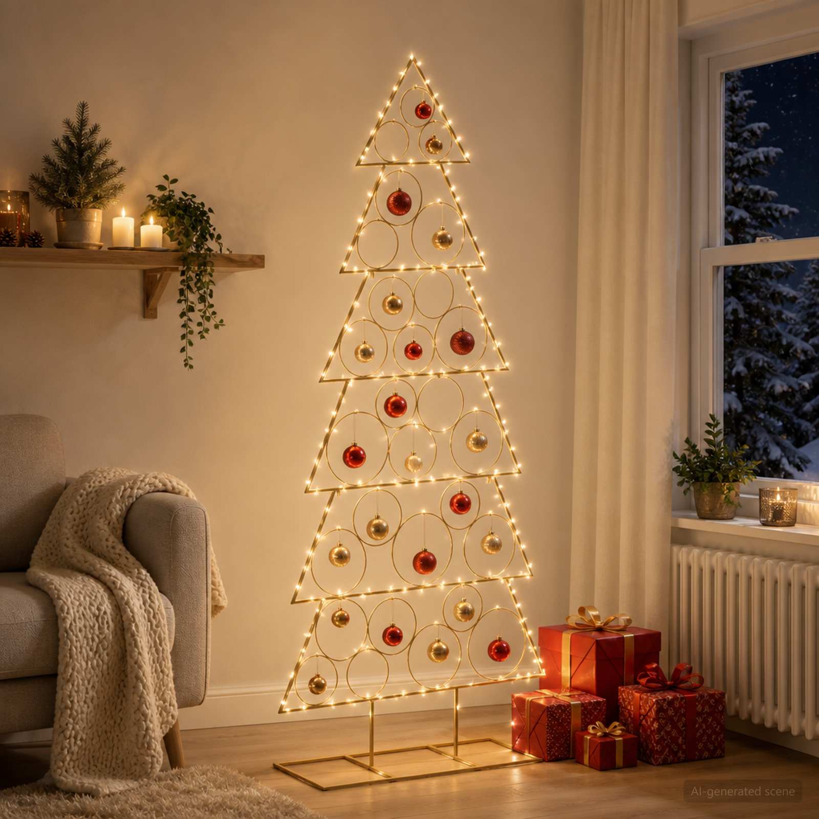 Albero di Natale in metallo con supporto KUOPIO 180 cm Acciaio