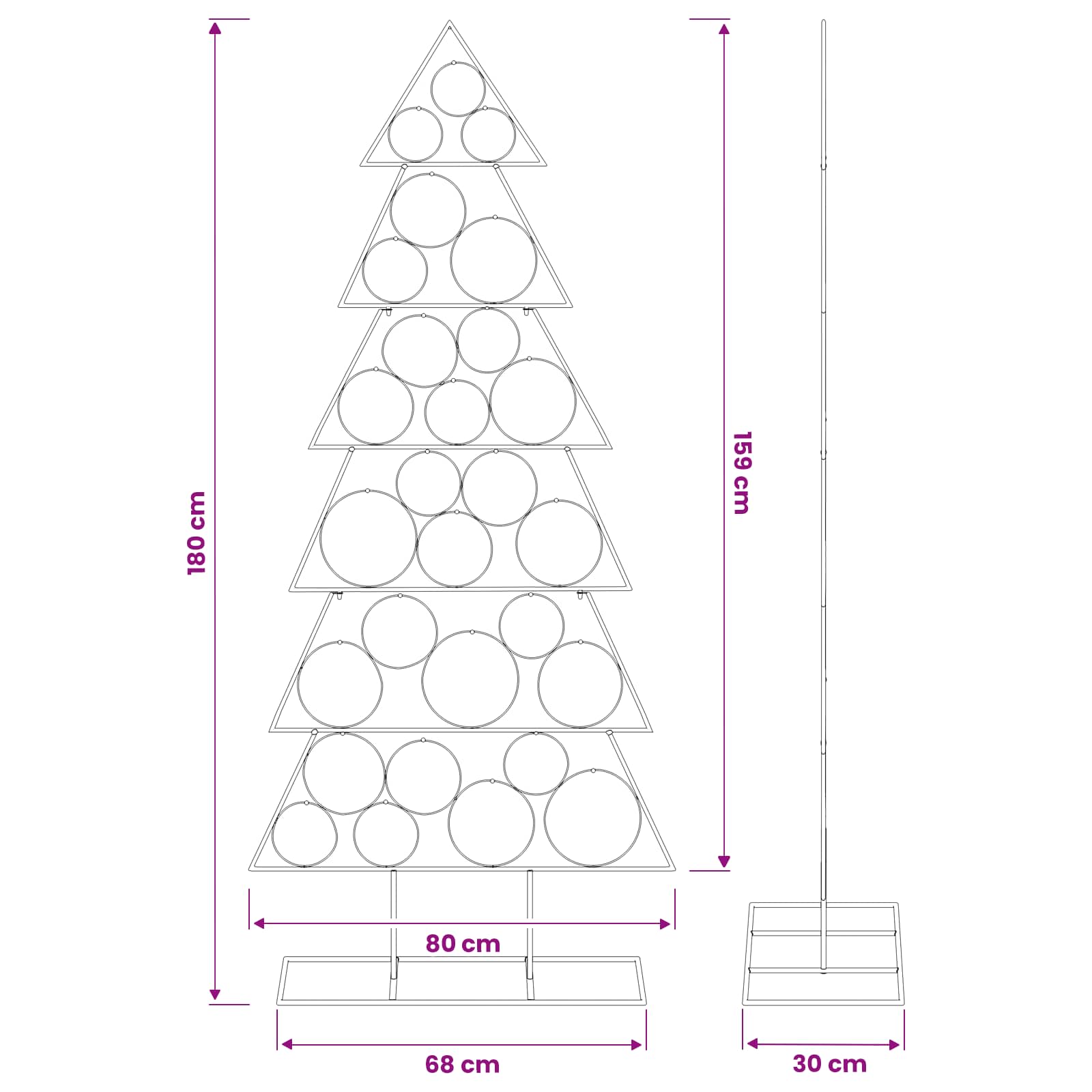 Albero di Natale in metallo con supporto KUOPIO 180 cm Acciaio