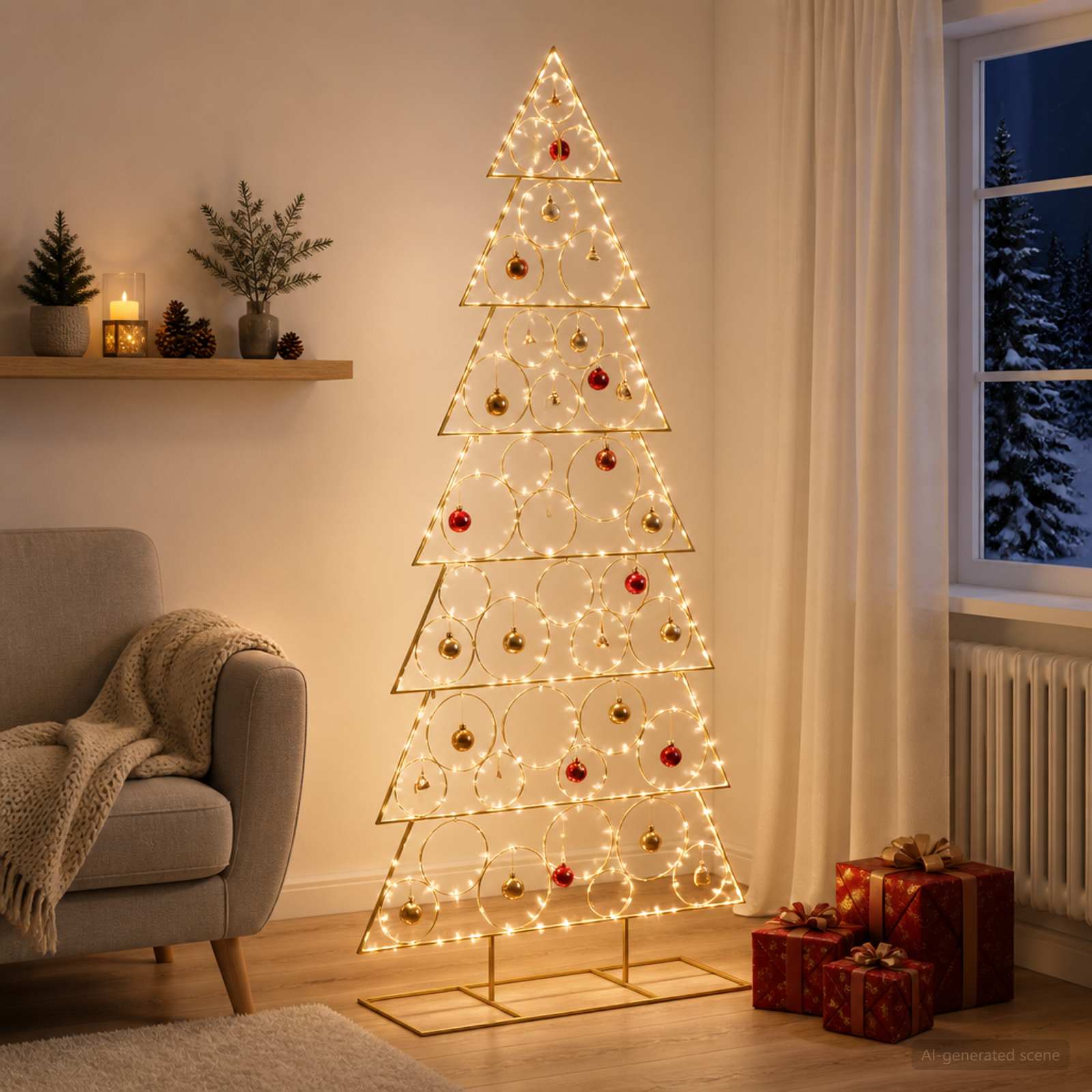 Albero di Natale in metallo con supporto KUOPIO 210 cm Acciaio