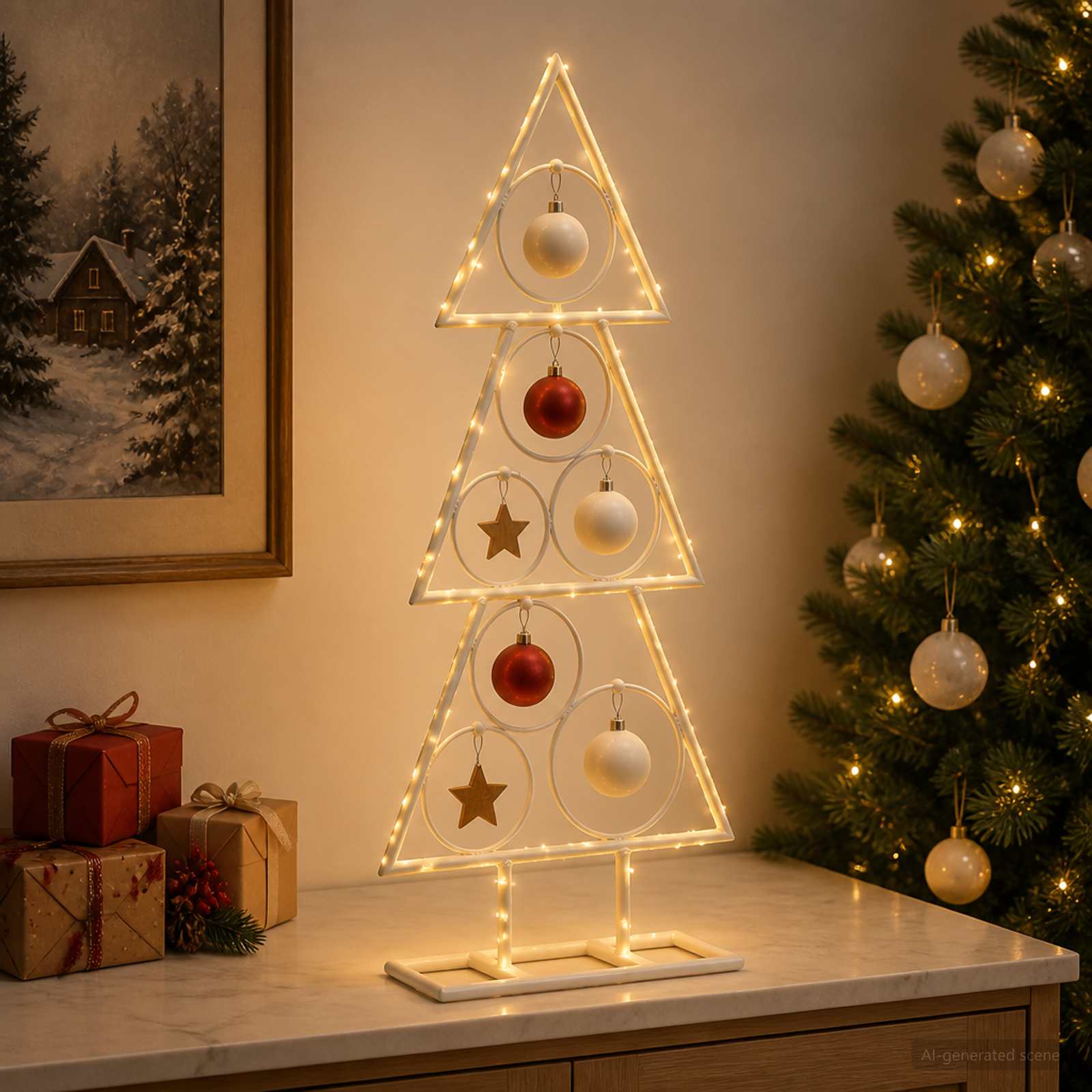 Albero di Natale in metallo con supporto KUOPIO 60 cm Acciaio
