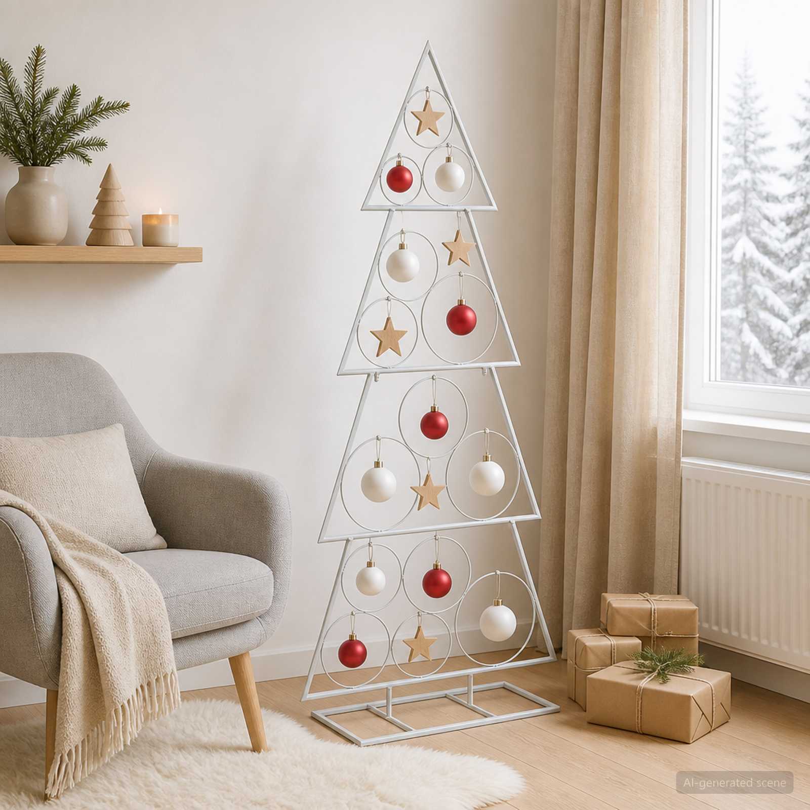 Albero di Natale in metallo con supporto KUOPIO 125 cm Acciaio