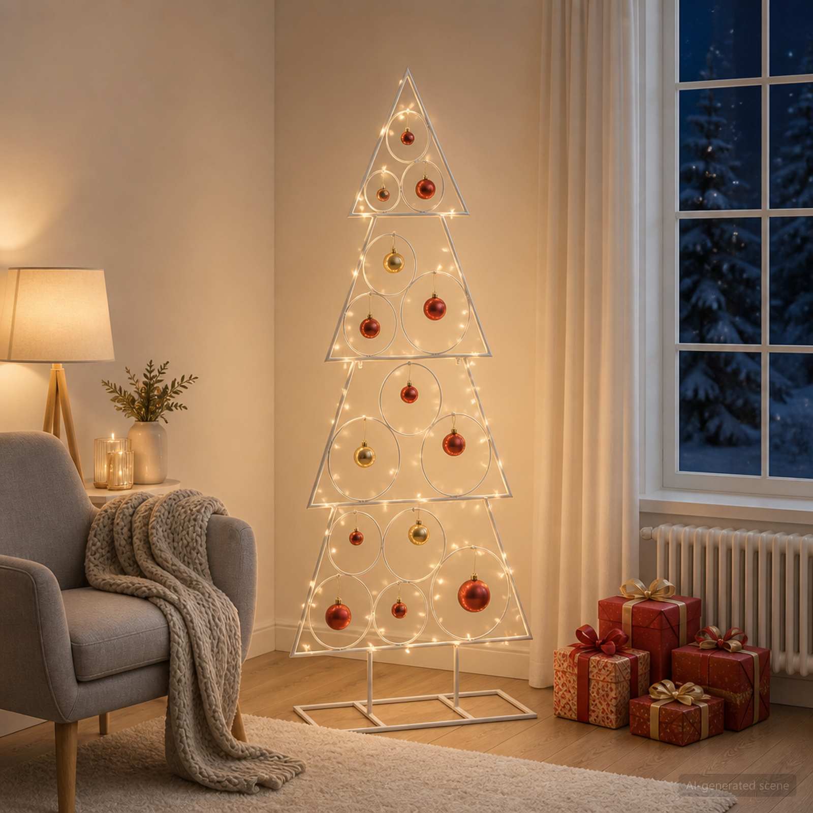 Albero di Natale in metallo con supporto KUOPIO 125 cm Acciaio