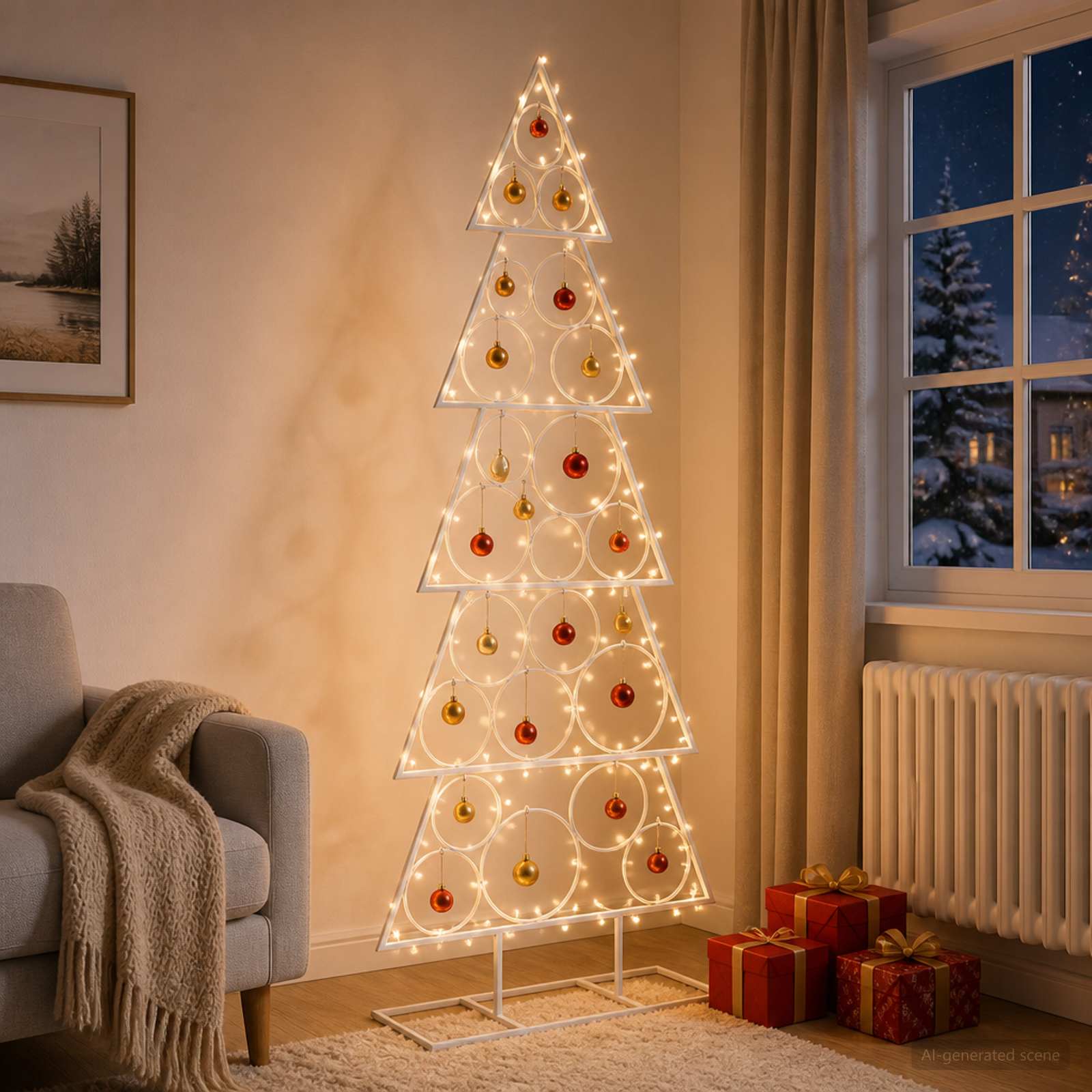 Albero di Natale in metallo con supporto KUOPIO 150 cm Acciaio