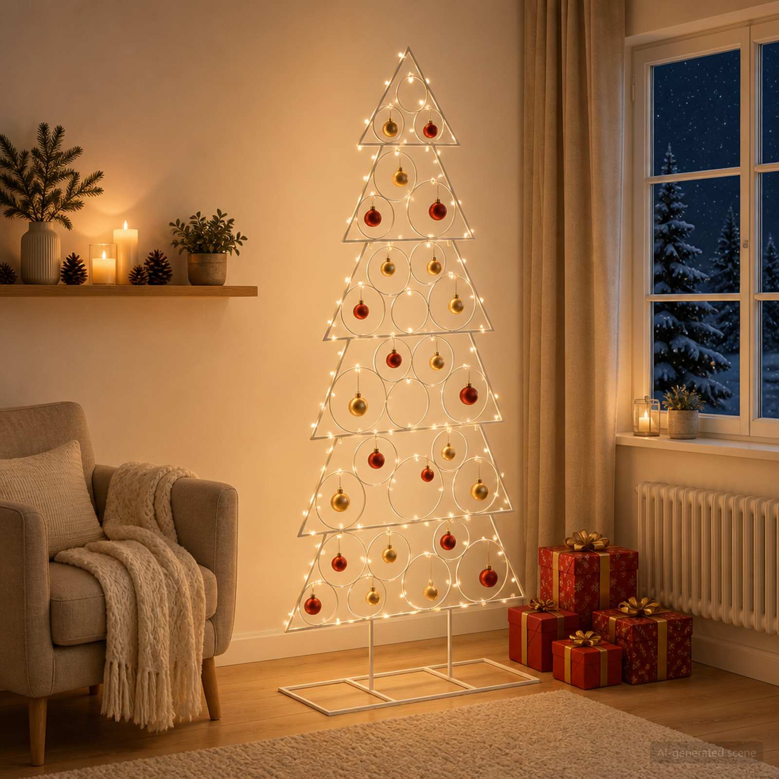 Albero di Natale in metallo con supporto KUOPIO 180 cm Acciaio