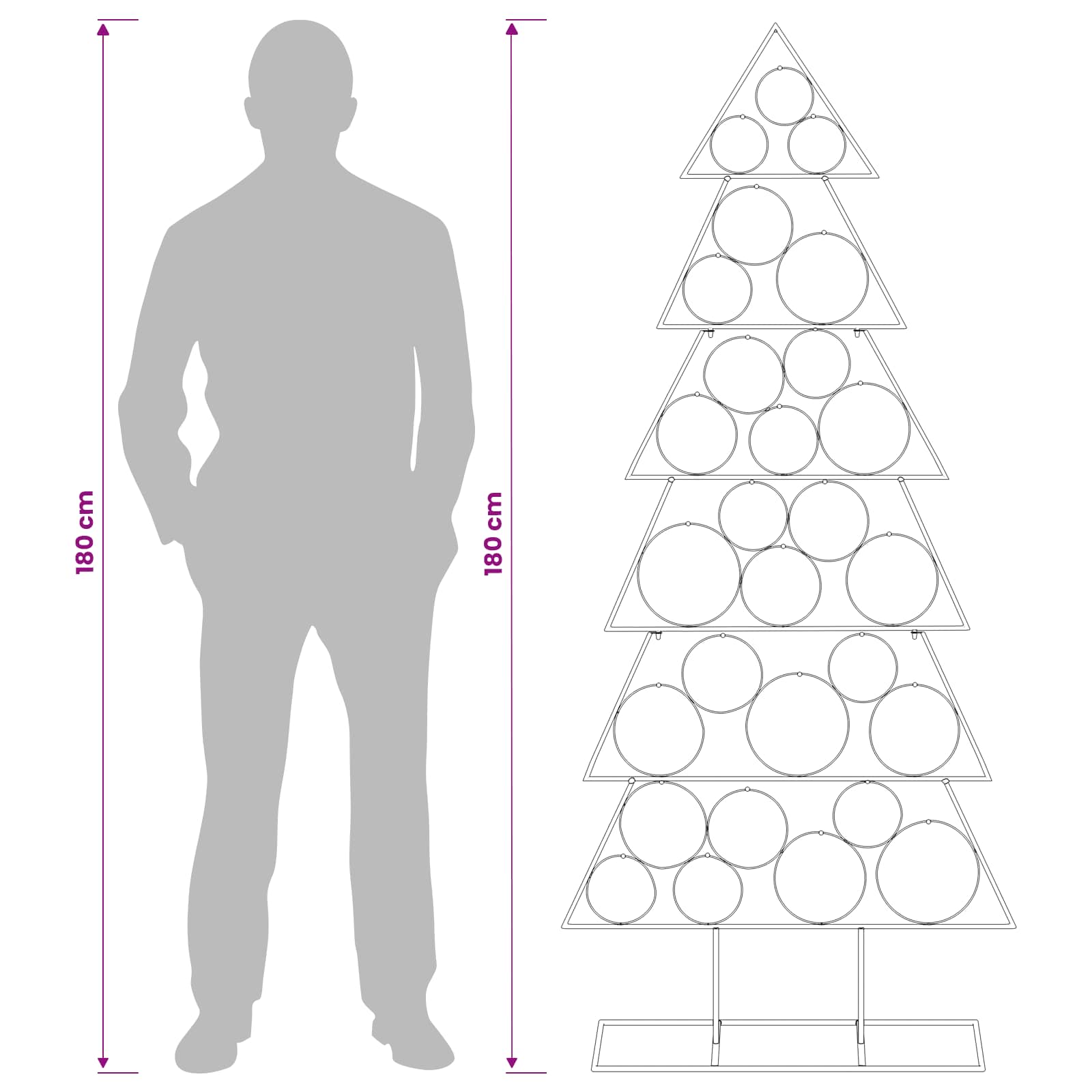Albero di Natale in metallo con supporto KUOPIO 180 cm Acciaio