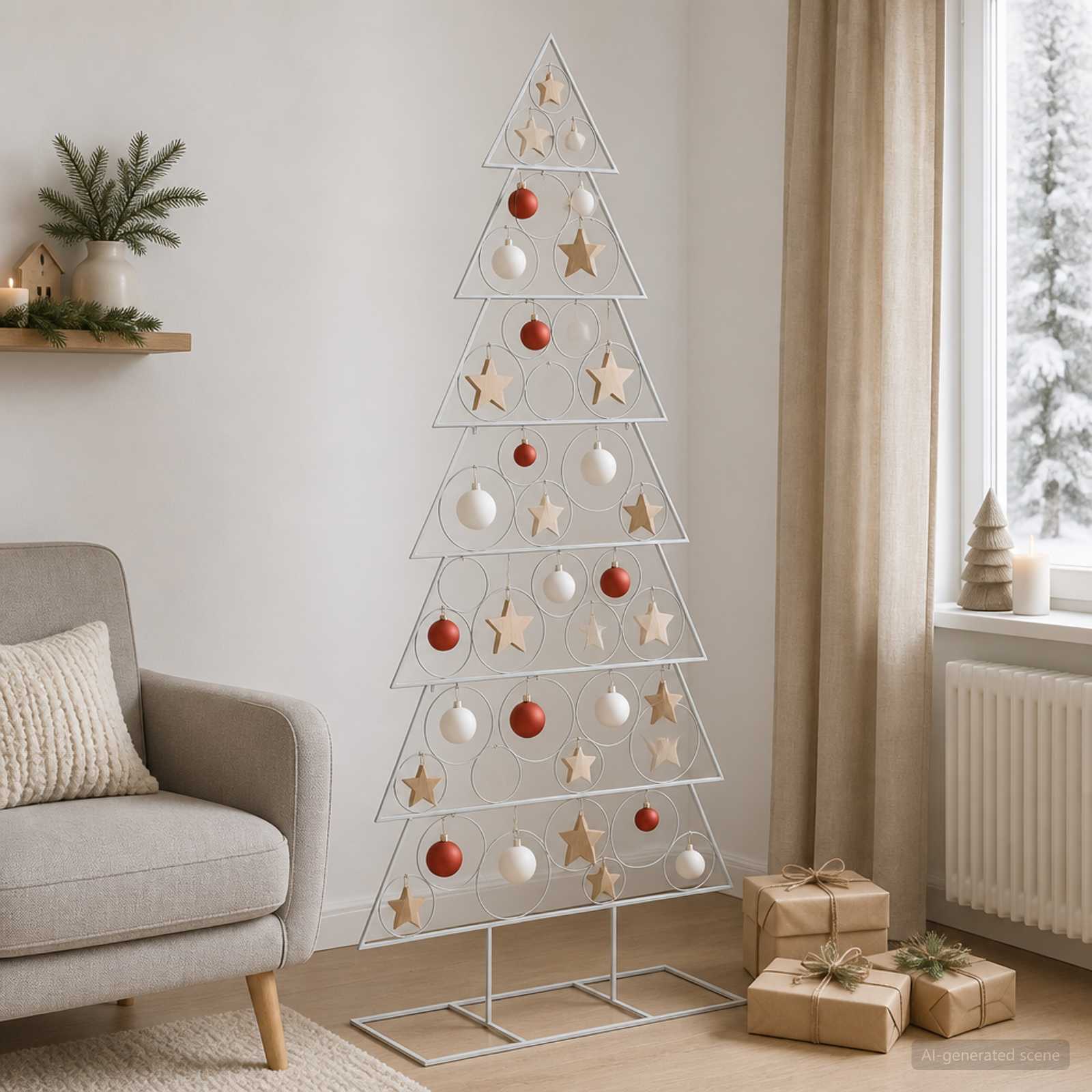 Albero di Natale in metallo con supporto KUOPIO 210 cm Acciaio