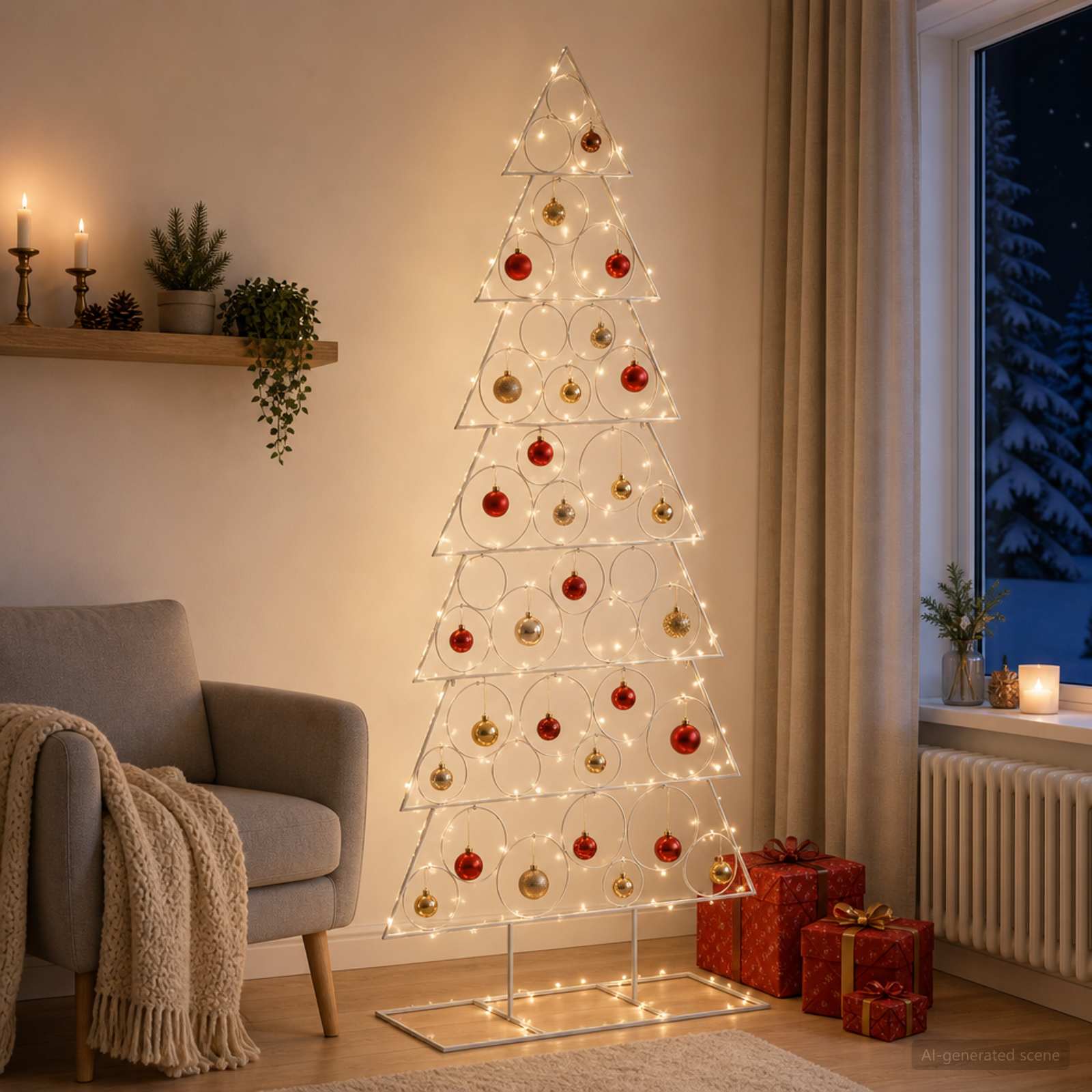 Albero di Natale in metallo con supporto KUOPIO 210 cm Acciaio