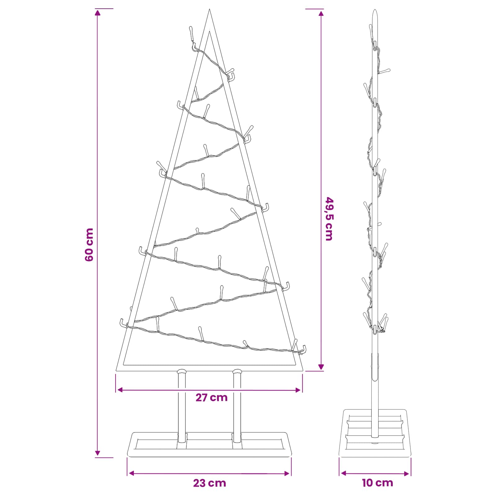 Albero di Natale in metallo con LED KUOPIO 60 cm Bianco caldo
