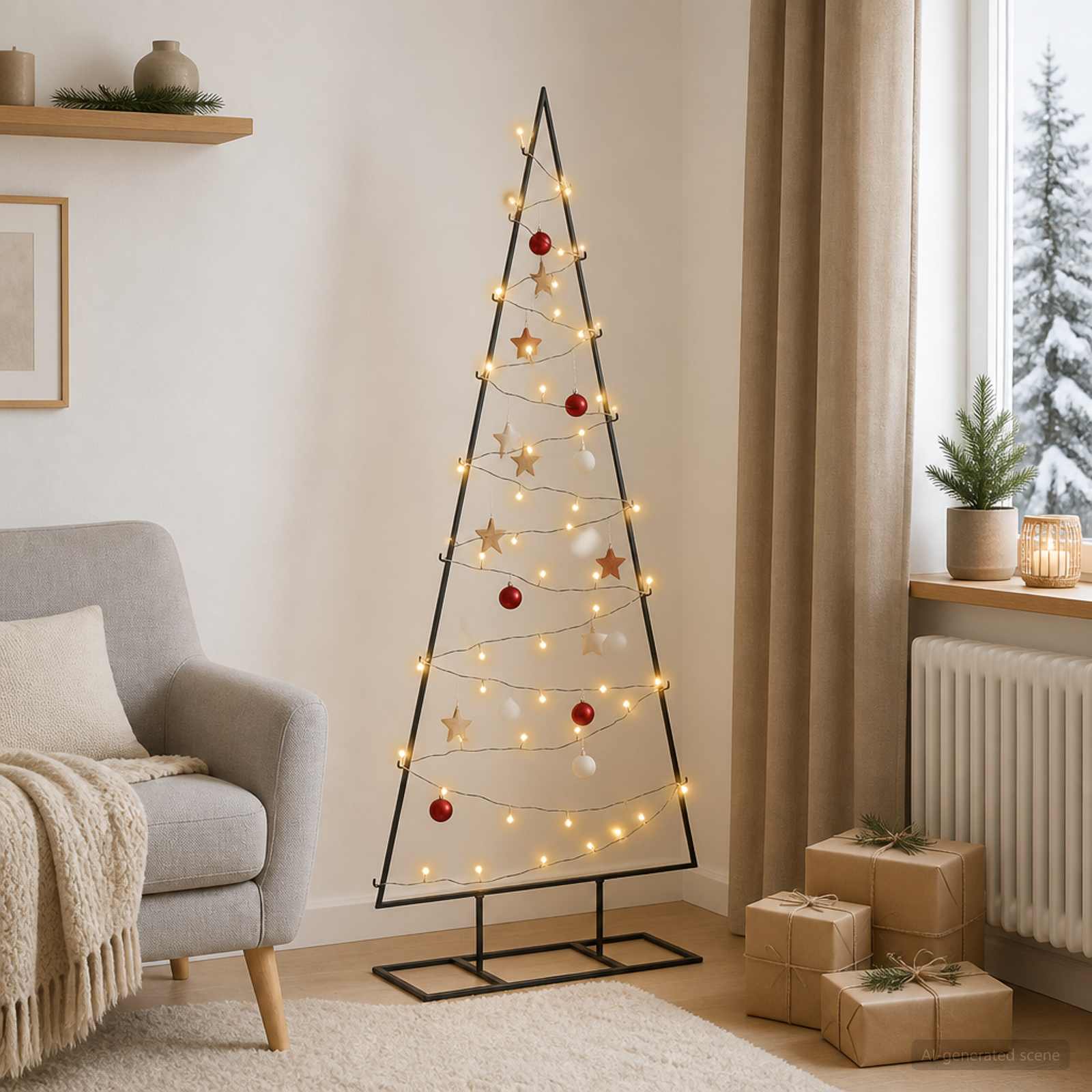 Albero di Natale in metallo con LED KUOPIO 125 cm Bianco caldo