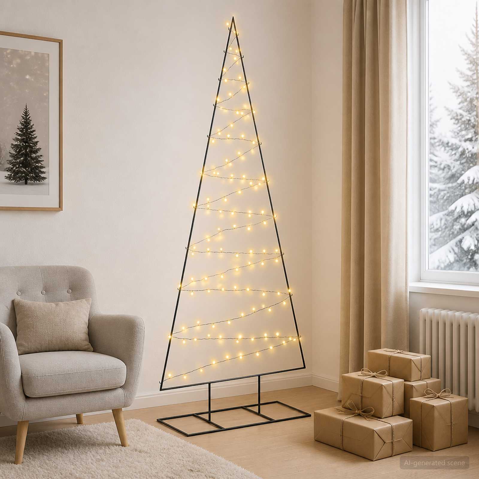 Albero di Natale in metallo con LED KUOPIO 210 cm Bianco caldo