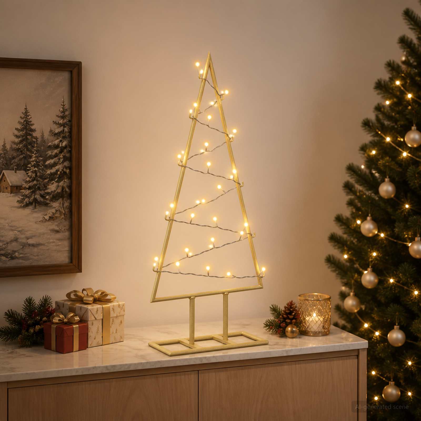 Albero di Natale in metallo con LED KUOPIO 60 cm Bianco caldo