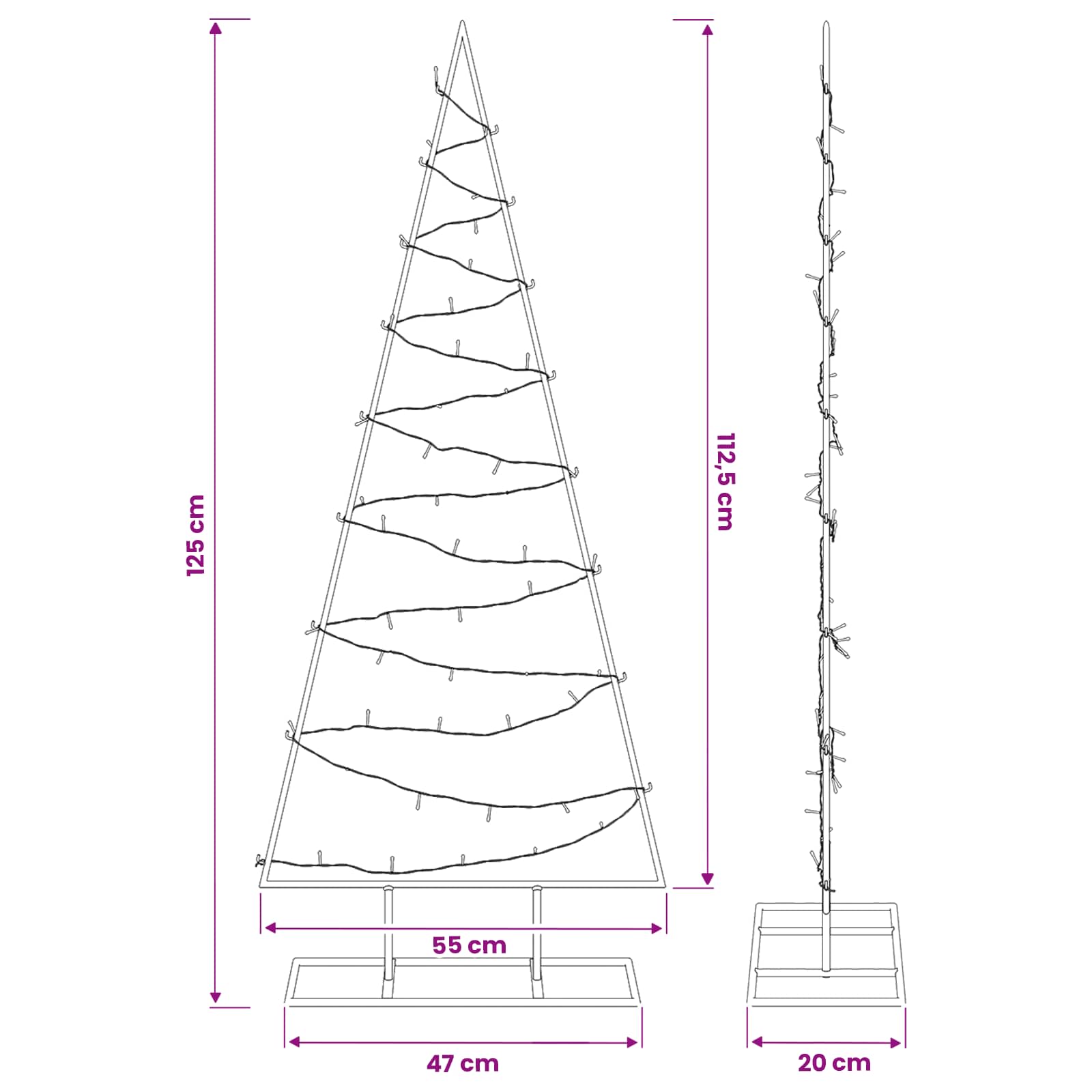 Albero di Natale in metallo con LED KUOPIO 125 cm Bianco caldo