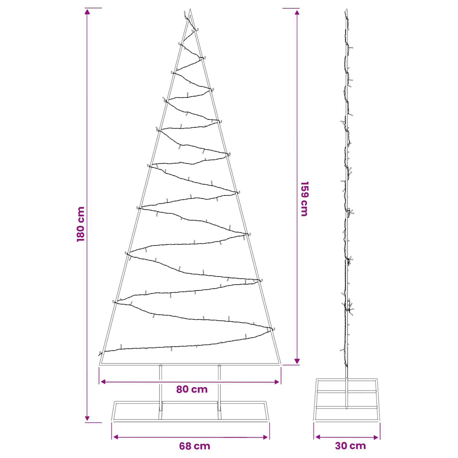 Albero di Natale in metallo con LED KUOPIO 180 cm Bianco caldo