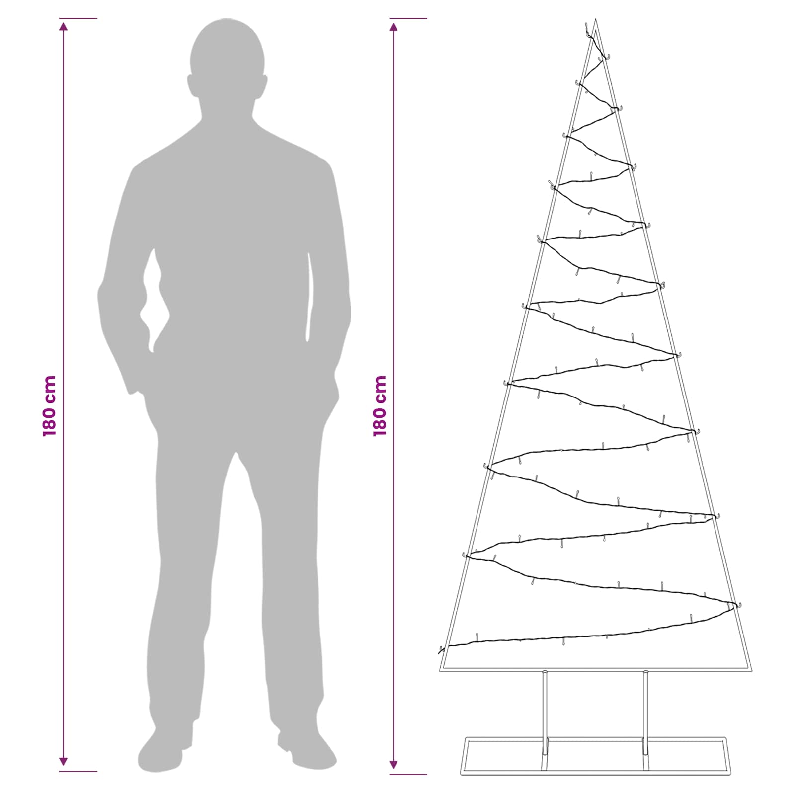 Albero di Natale in metallo con LED KUOPIO 180 cm Bianco caldo
