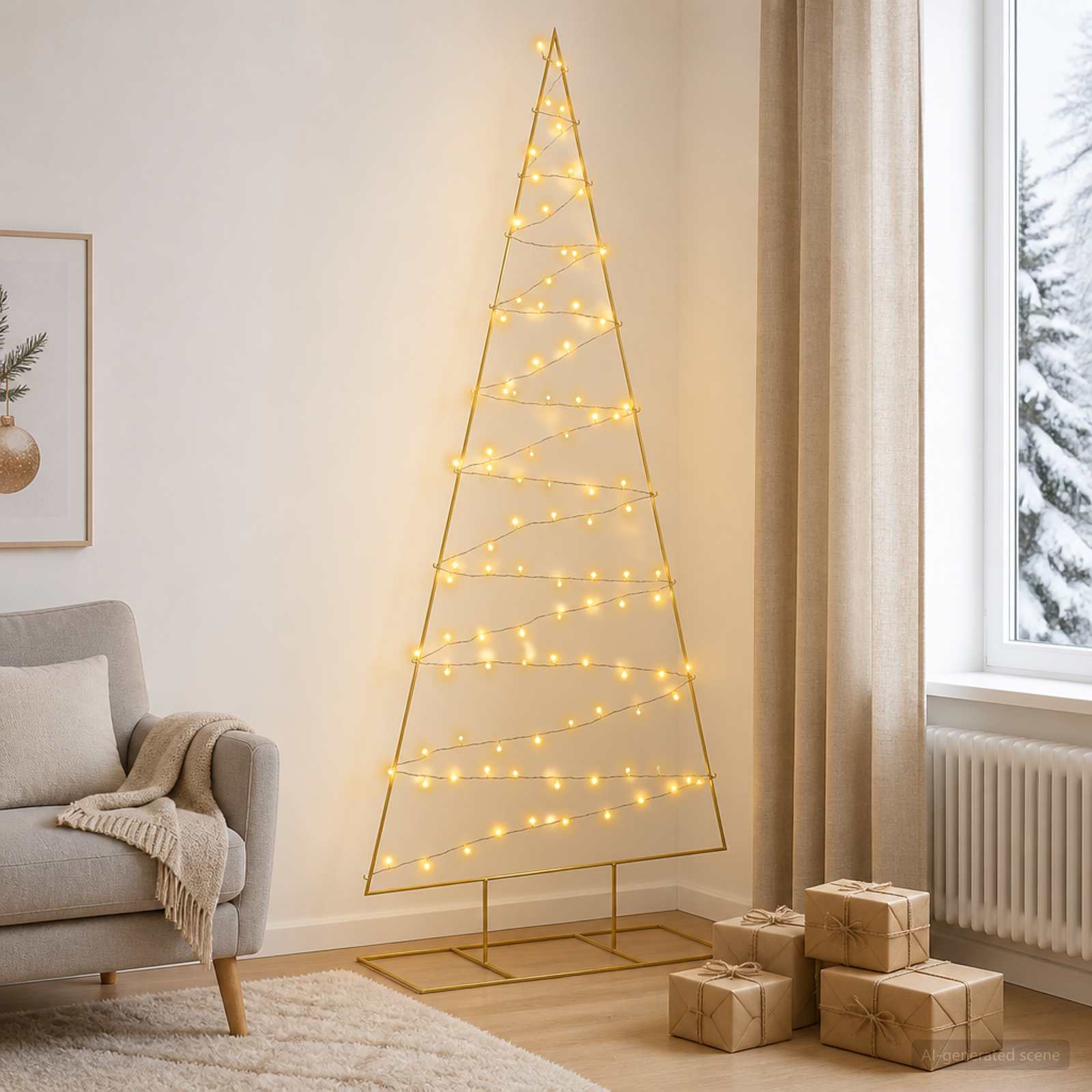Albero di Natale in metallo con LED KUOPIO 210 cm Bianco caldo