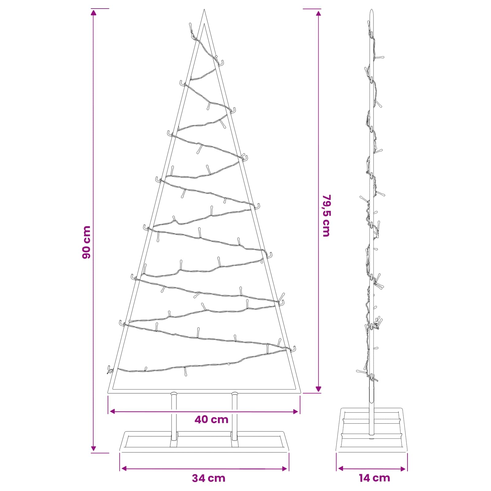 Albero di Natale in metallo con LED KUOPIO 90 cm Bianco caldo