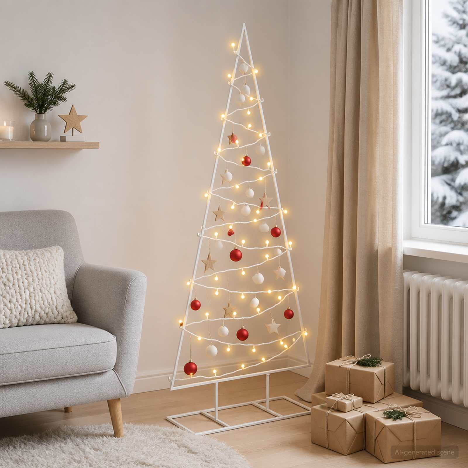 Albero di Natale in metallo con LED KUOPIO 125 cm Bianco caldo