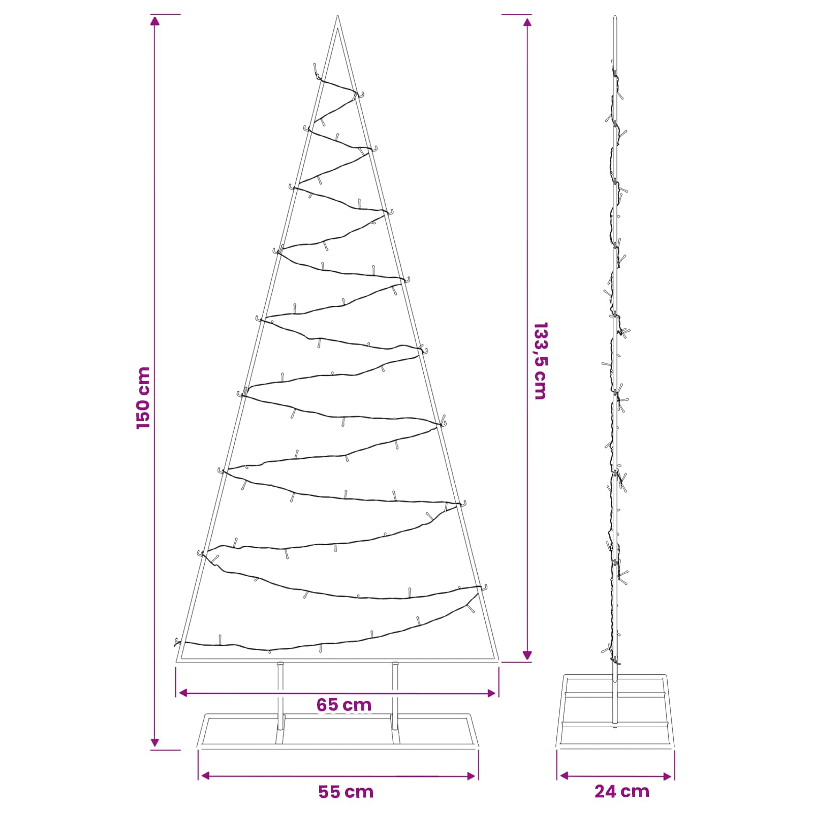 Albero di Natale in metallo con LED KUOPIO 150 cm Bianco caldo