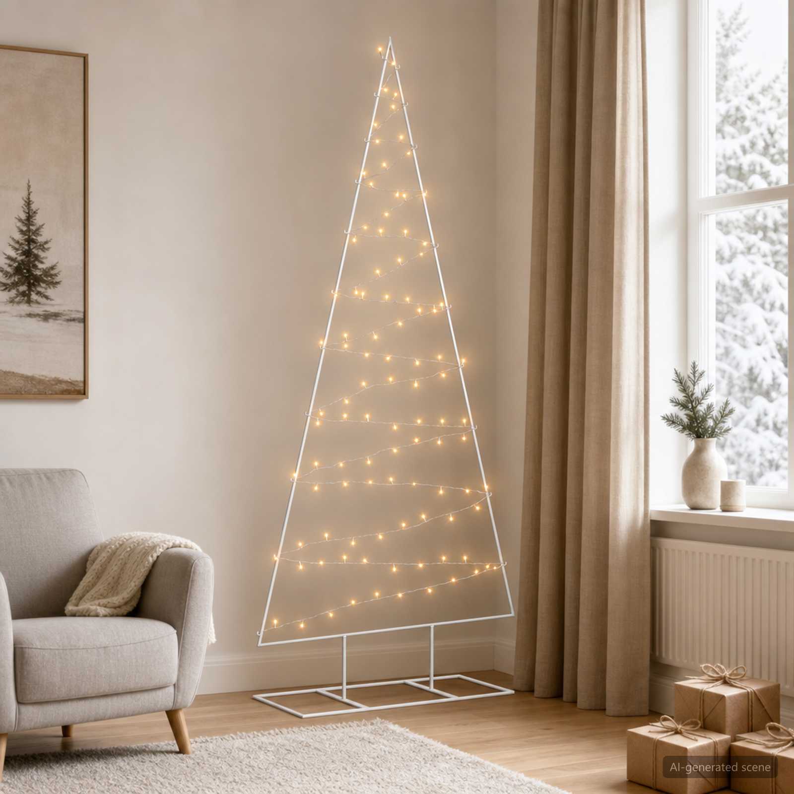 Albero di Natale in metallo con LED KUOPIO 210 cm Bianco caldo