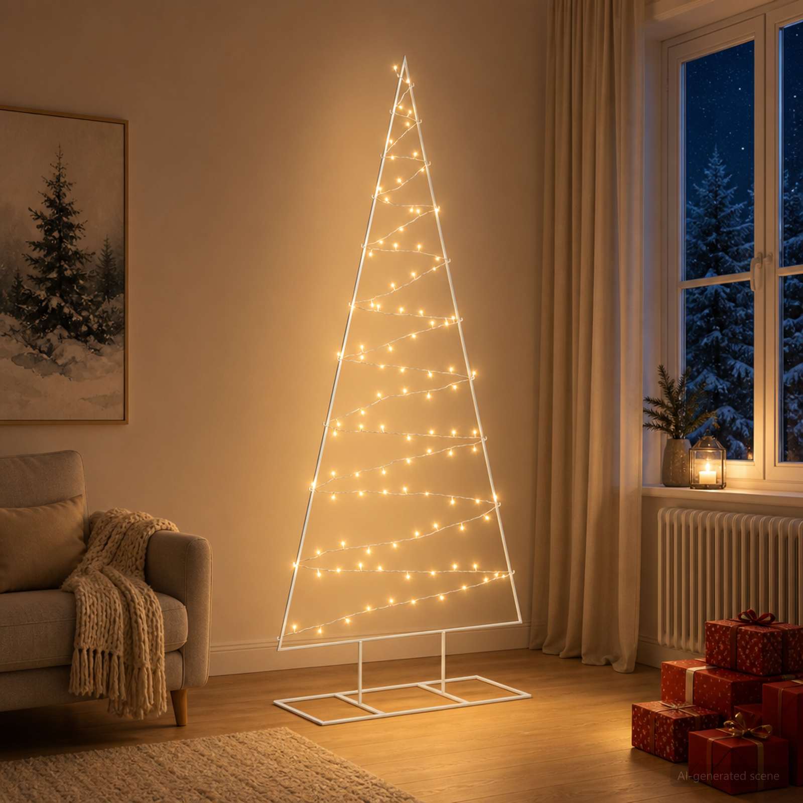 Albero di Natale in metallo con LED KUOPIO 210 cm Bianco caldo