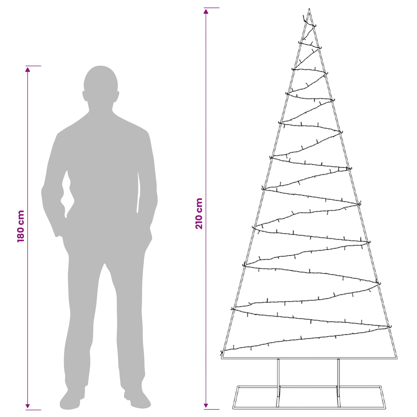 Albero di Natale in metallo con LED KUOPIO 210 cm Bianco caldo