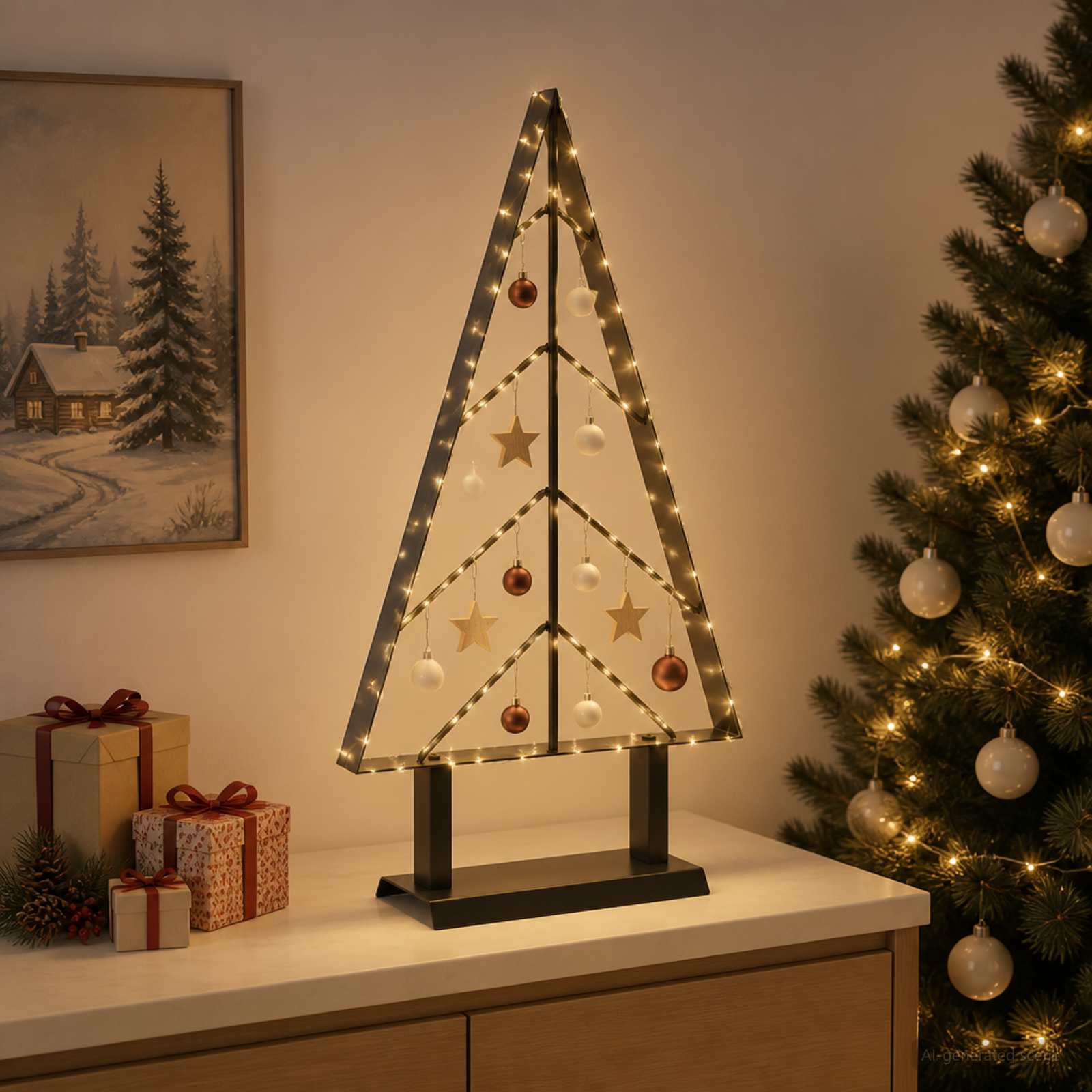 Albero di Natale in metallo con supporto KUOPIO 60 cm Acciaio