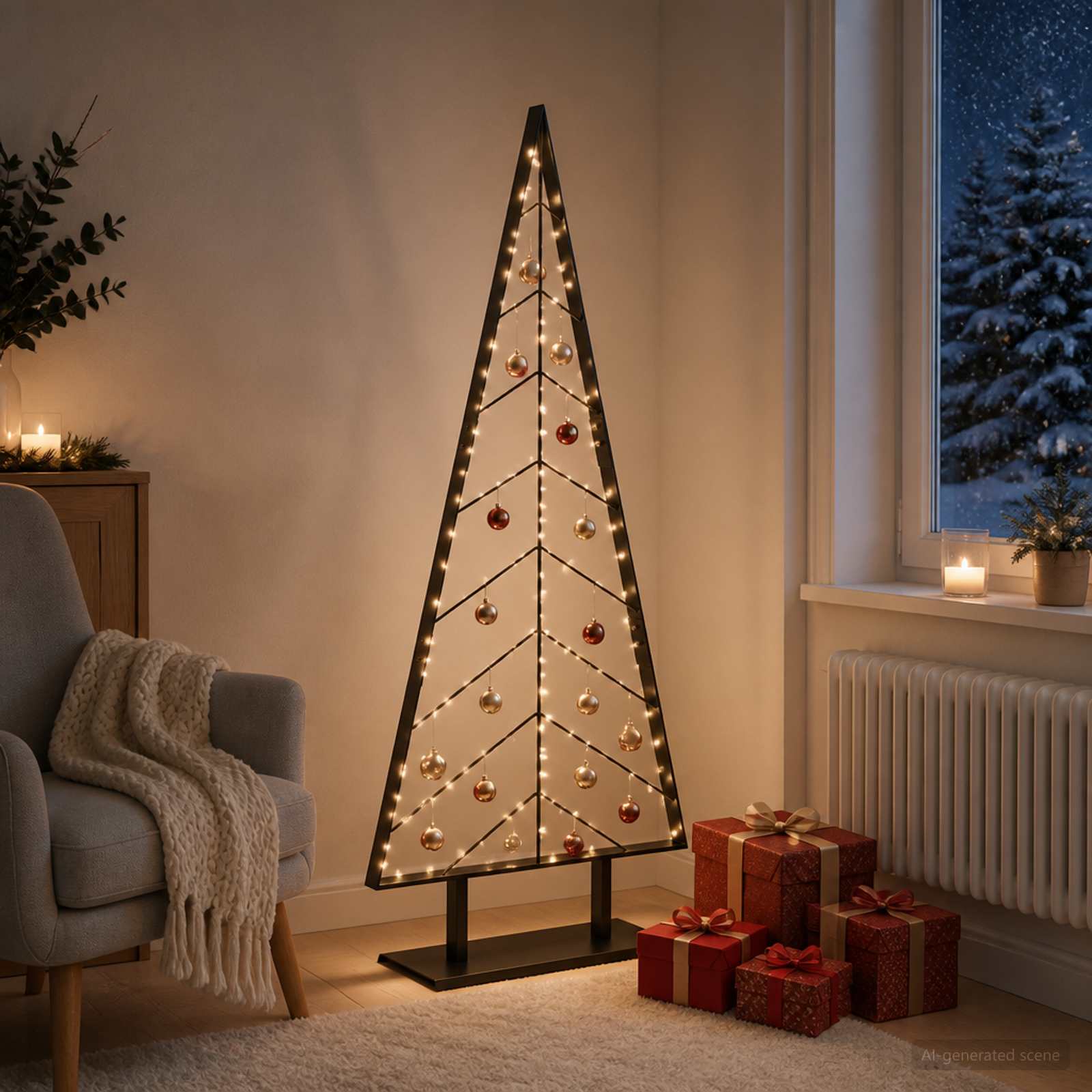 Albero di Natale in metallo con supporto KUOPIO 150 cm Acciaio
