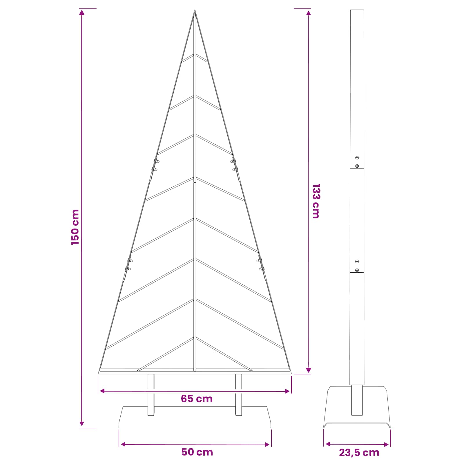 Albero di Natale in metallo con supporto KUOPIO 150 cm Acciaio