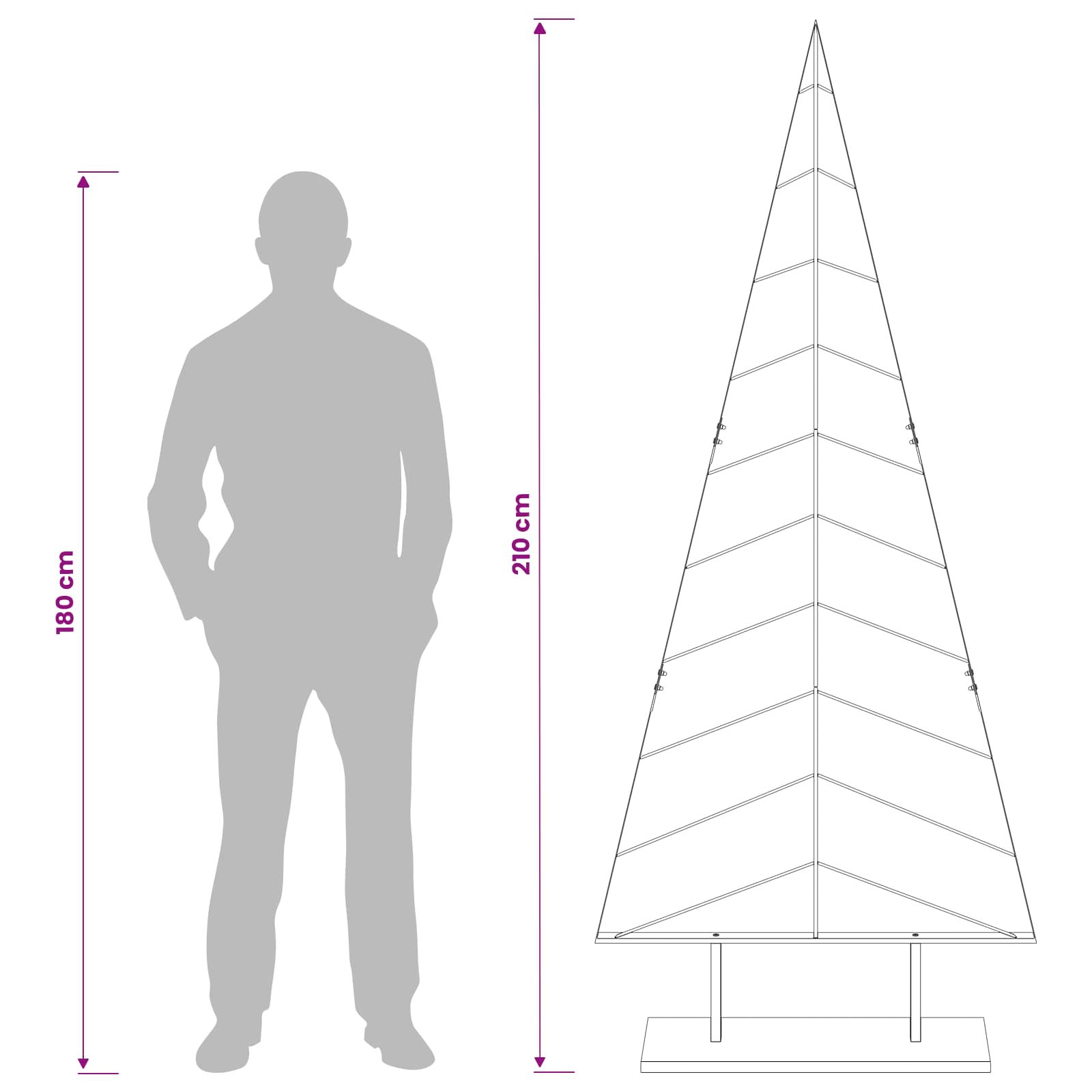 Albero di Natale in metallo con supporto KUOPIO 210 cm Acciaio