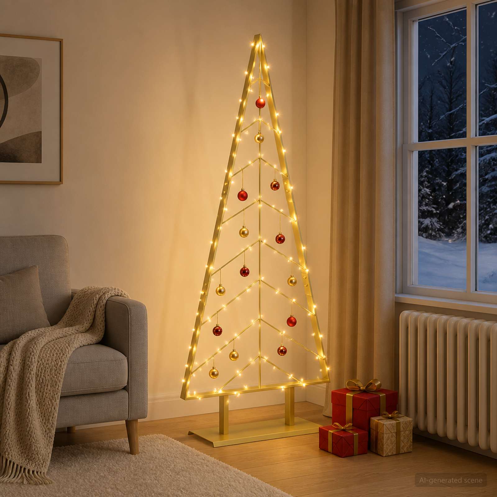 Albero di Natale in metallo con supporto KUOPIO 150 cm Acciaio