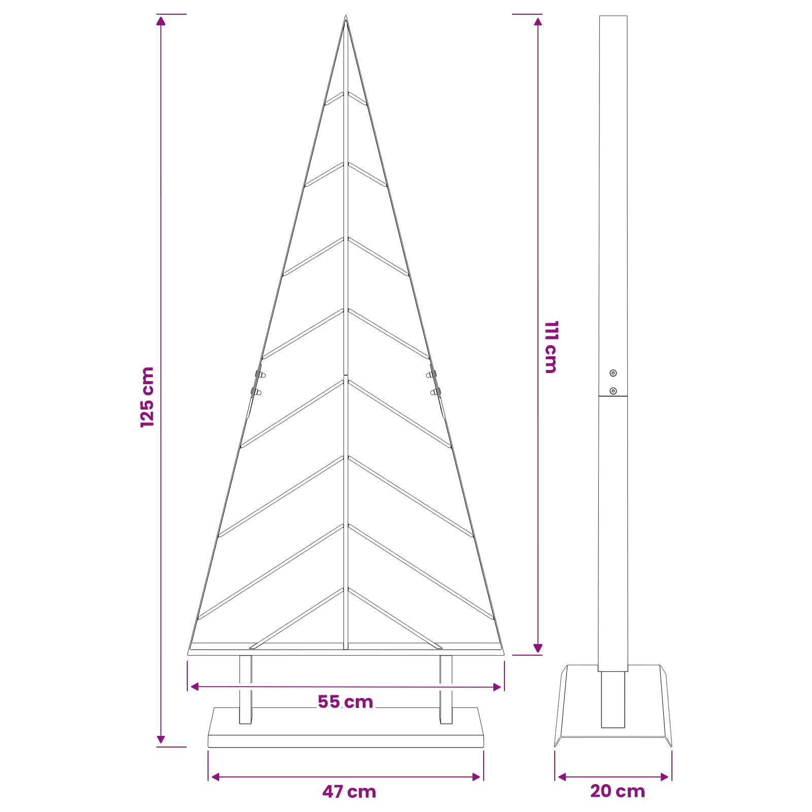 Albero di Natale in metallo con supporto KUOPIO 125 cm Acciaio