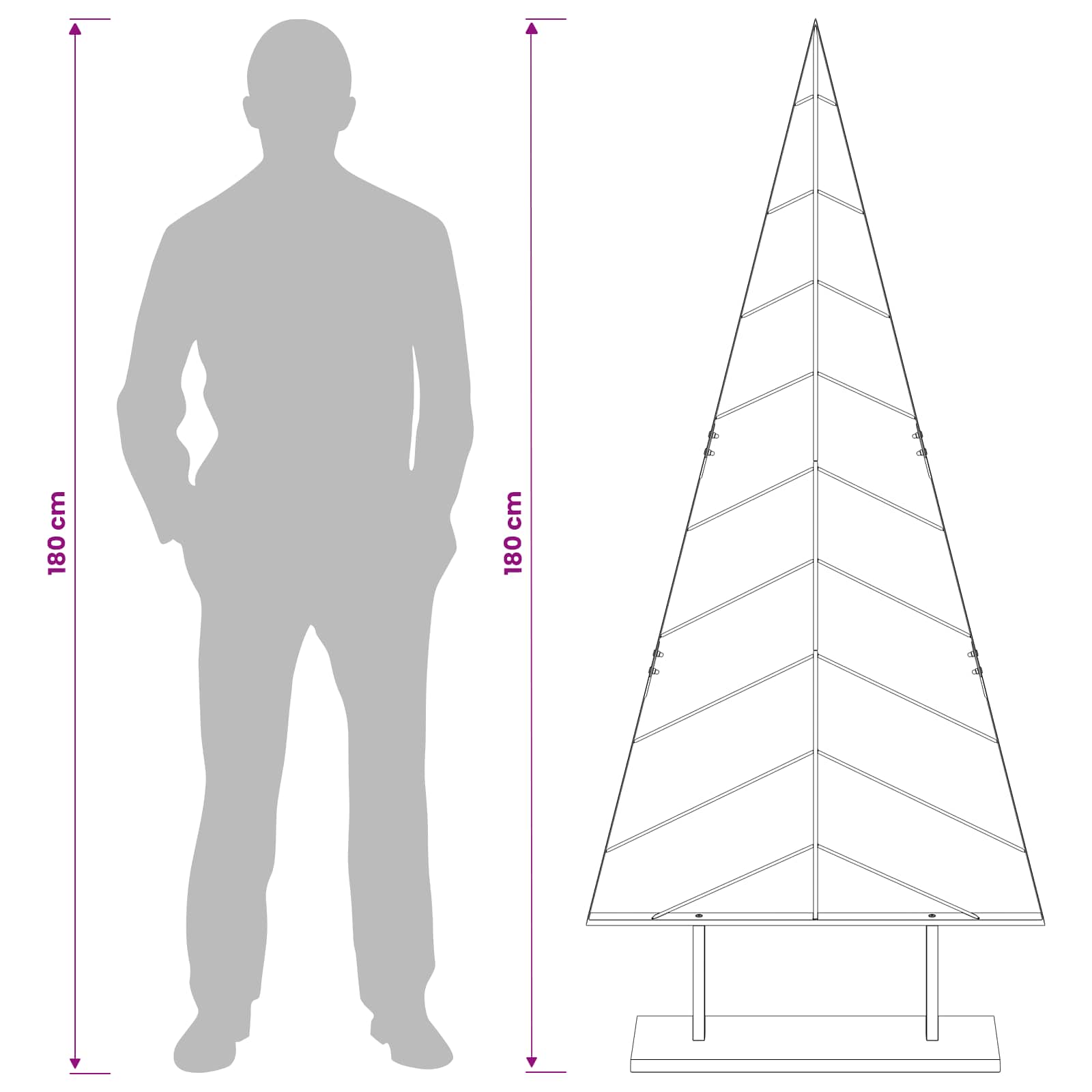 Albero di Natale in metallo con supporto KUOPIO 180 cm Acciaio