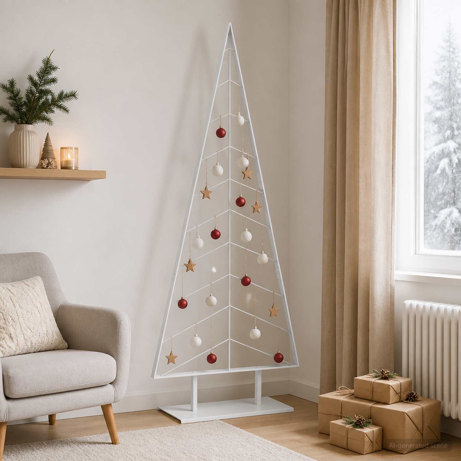 Albero di Natale in metallo con supporto KUOPIO 210 cm Acciaio