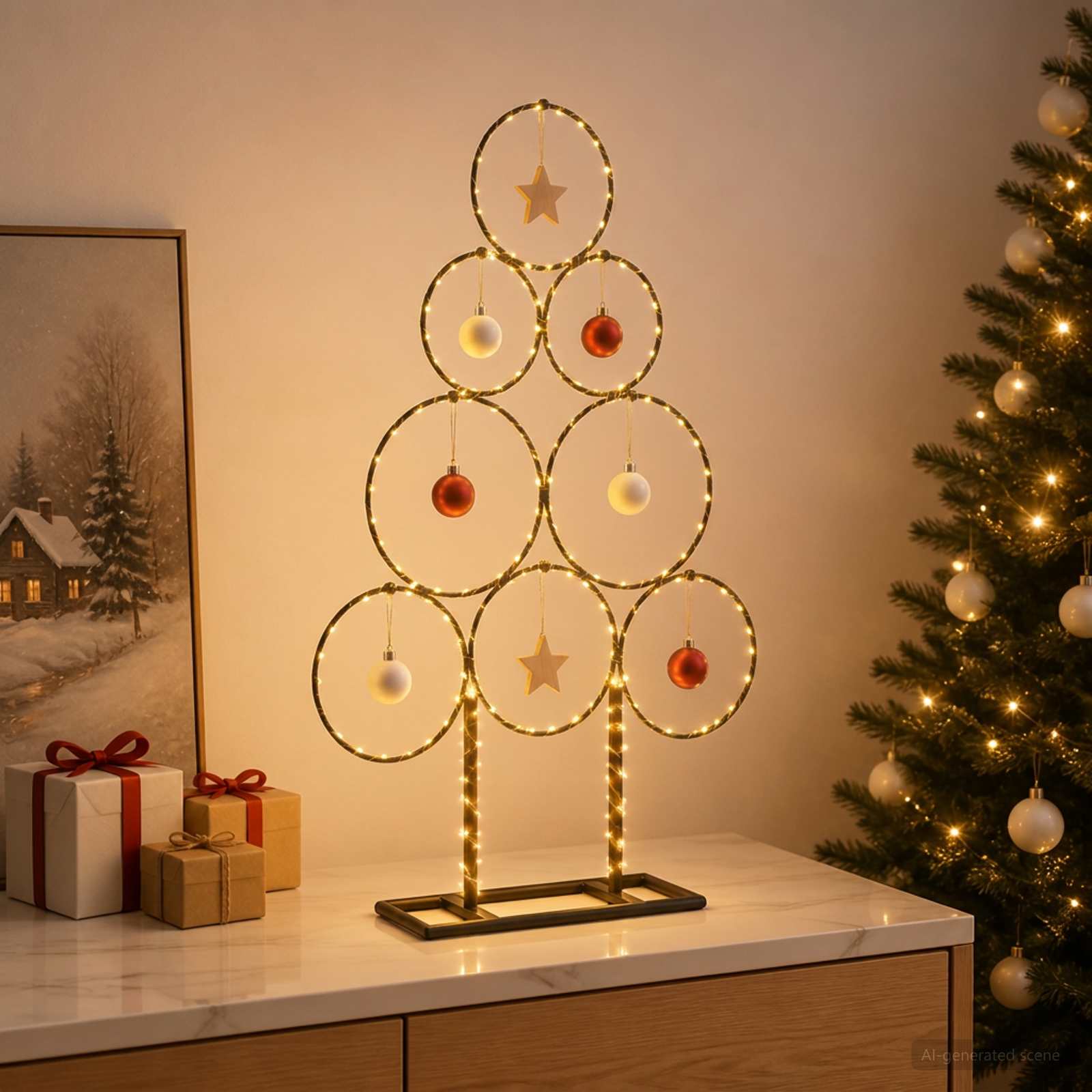 Albero di Natale in metallo con supporto KUOPIO 60 cm Acciaio
