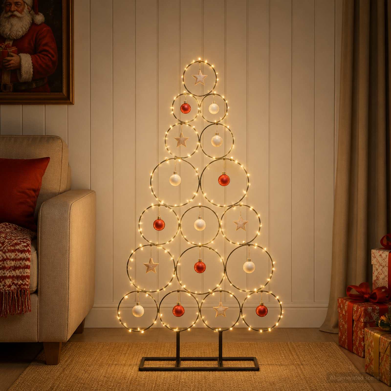 Albero di Natale in metallo con supporto KUOPIO 90 cm Acciaio