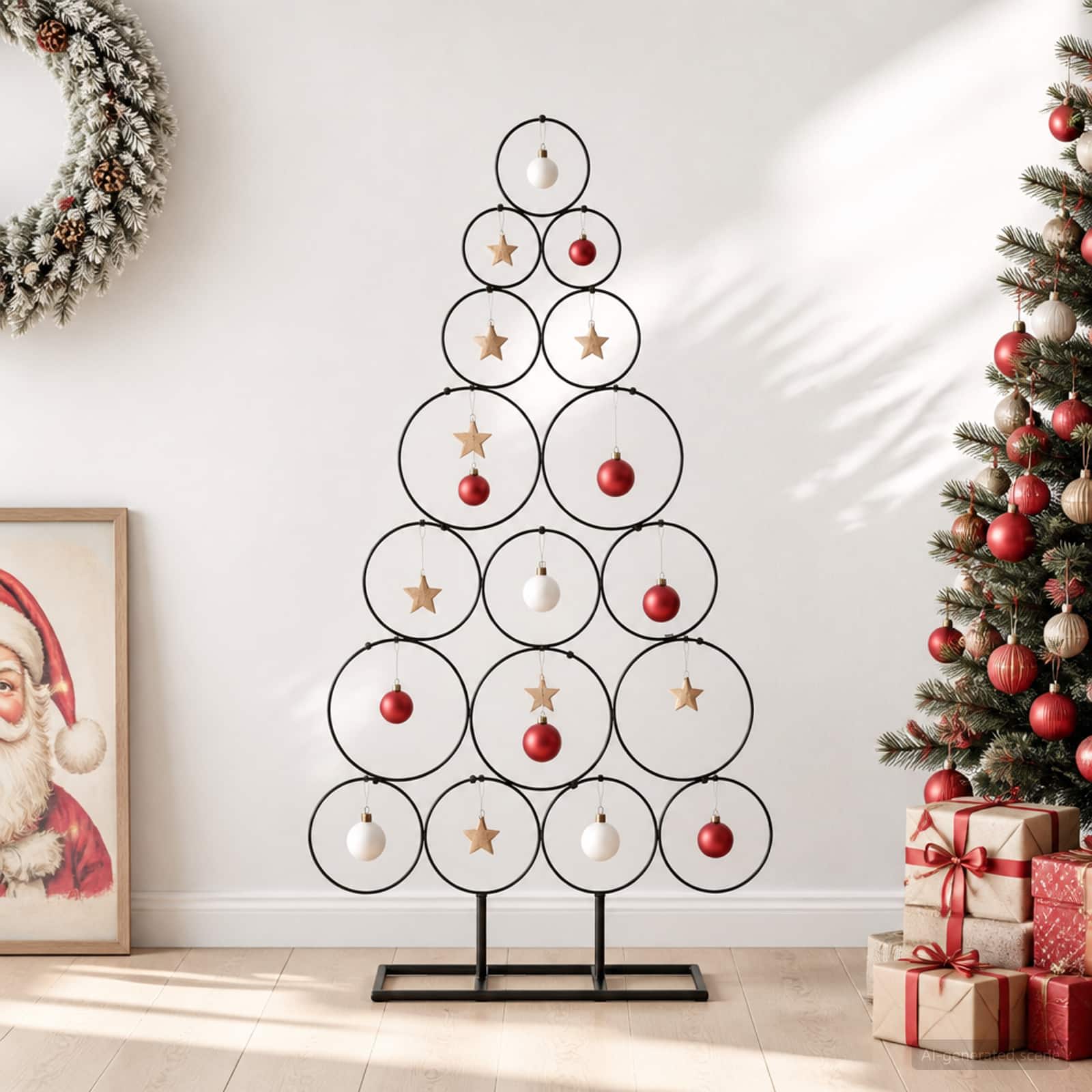 Albero di Natale in metallo con supporto KUOPIO 90 cm Acciaio