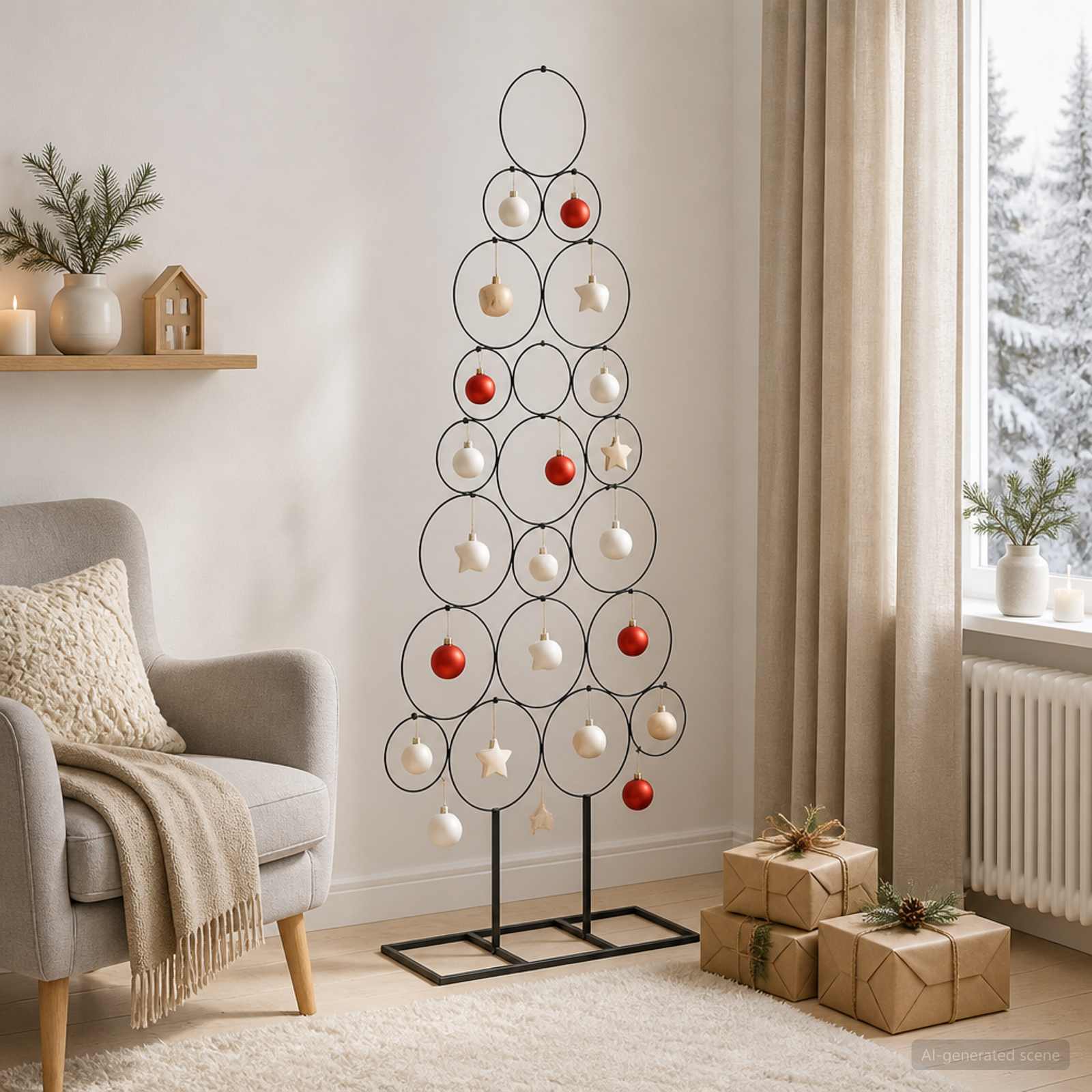 Albero di Natale in metallo con supporto KUOPIO 125 cm Acciaio