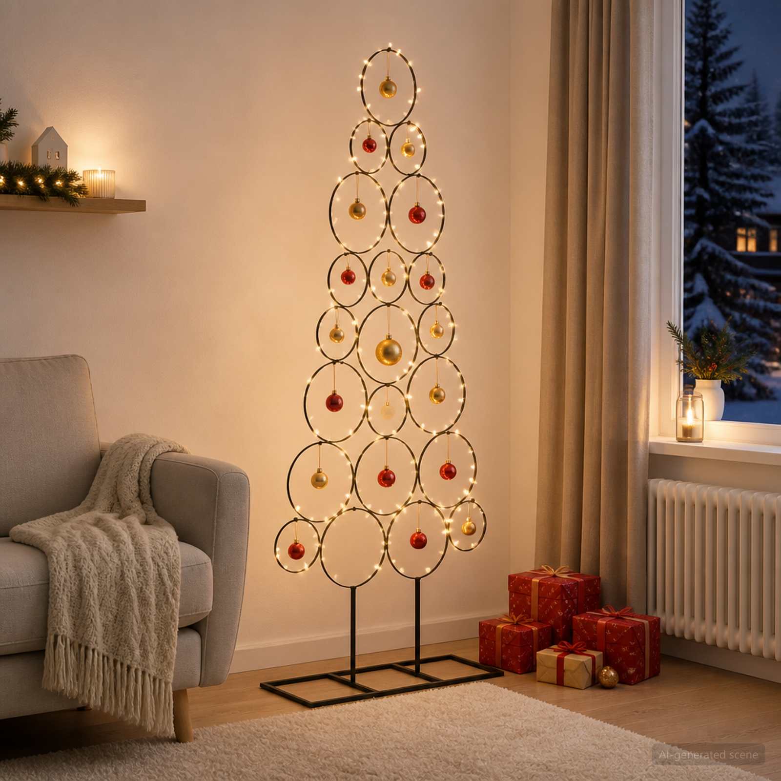 Albero di Natale in metallo con supporto KUOPIO 125 cm Acciaio