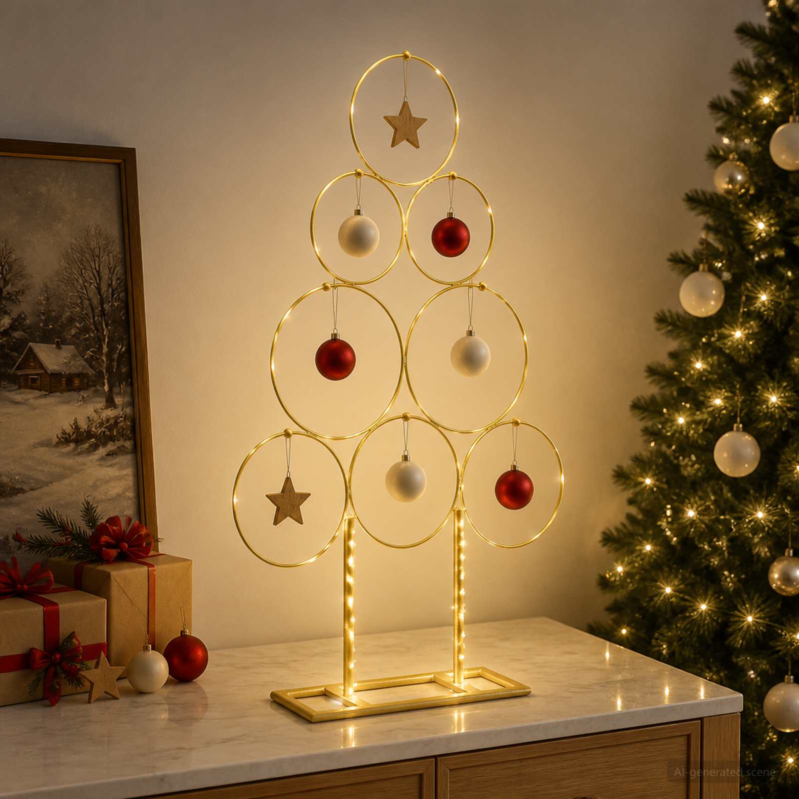 Albero di Natale in metallo con supporto KUOPIO 60 cm Acciaio