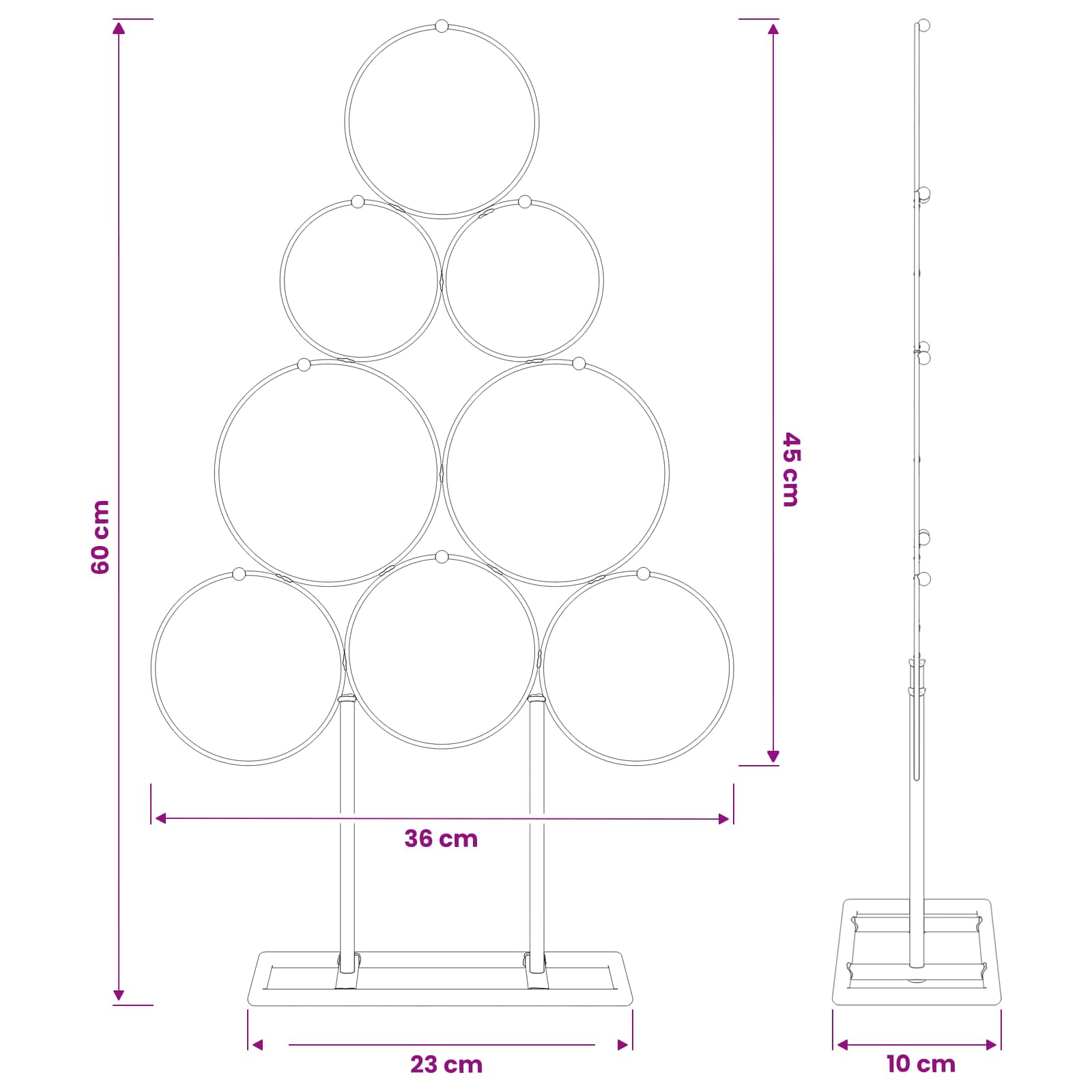 Albero di Natale in metallo con supporto KUOPIO 60 cm Acciaio
