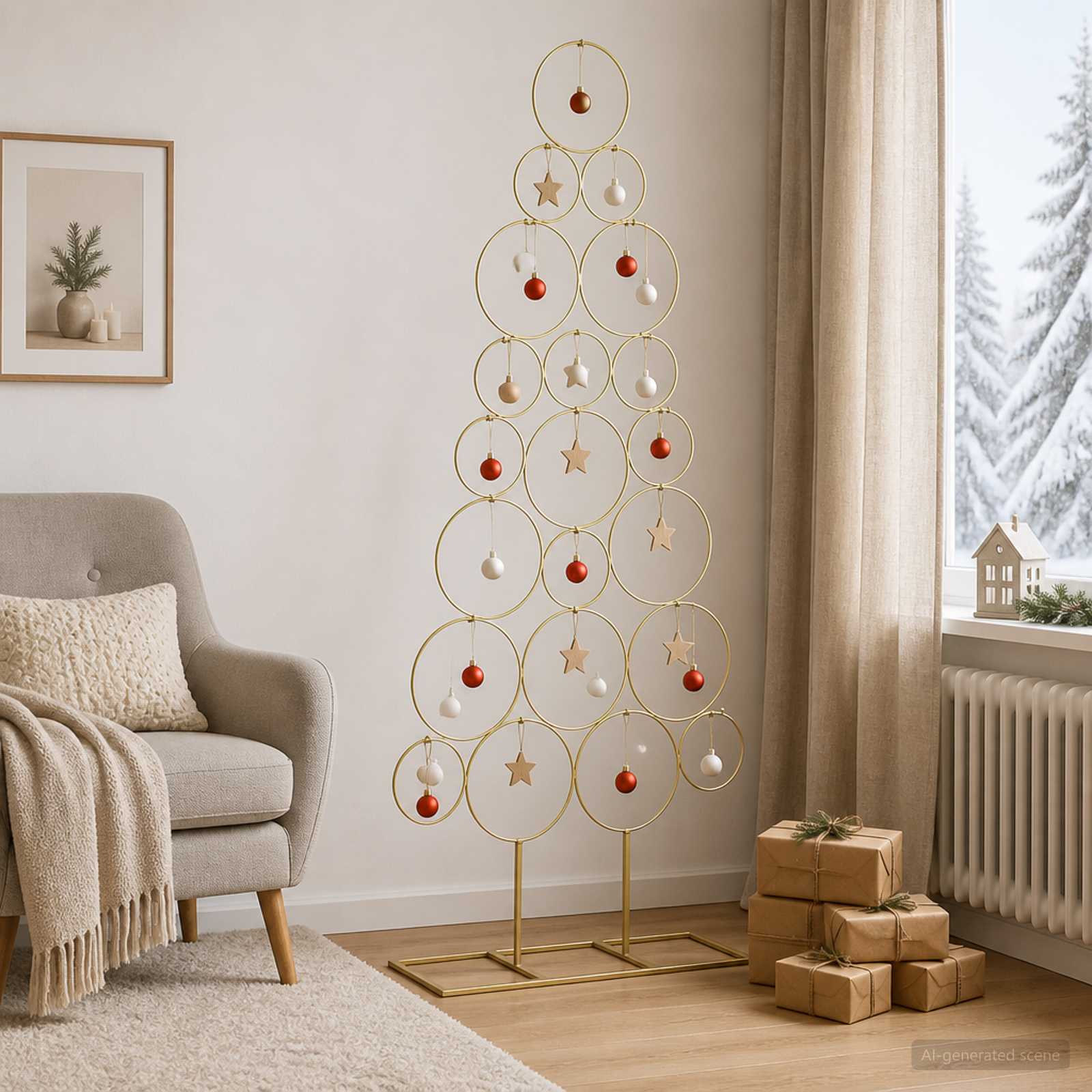Albero di Natale in metallo con supporto KUOPIO 125 cm Acciaio