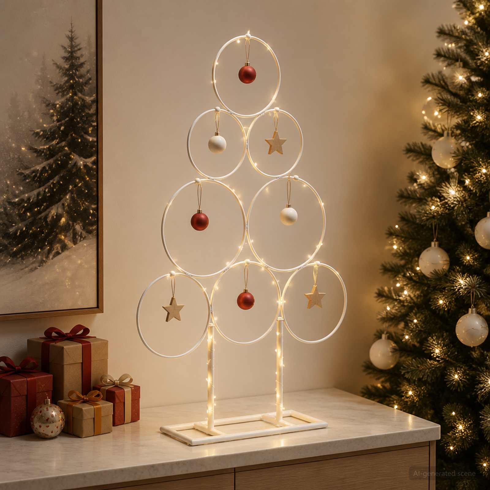 Albero di Natale in metallo con supporto KUOPIO 60 cm Acciaio