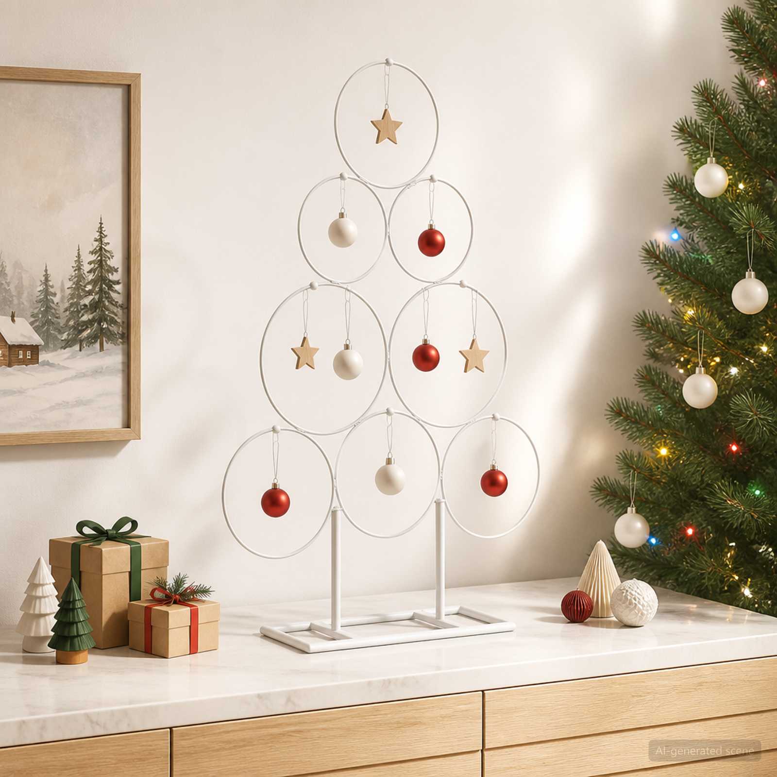 Albero di Natale in metallo con supporto KUOPIO 60 cm Acciaio