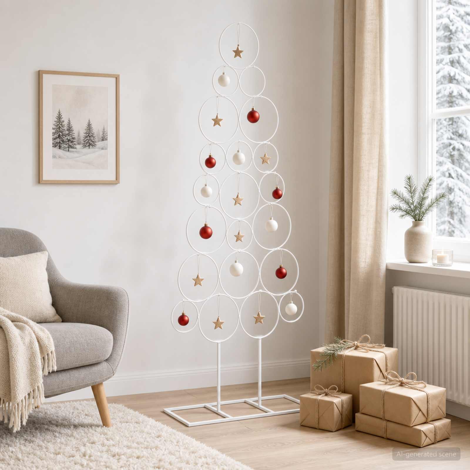 Albero di Natale in metallo con supporto KUOPIO 125 cm Acciaio
