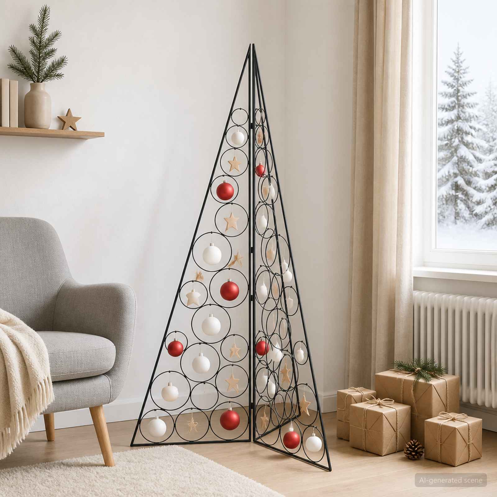 Albero di Natale in metallo KUOPIO 140 cm Acciaio Nero