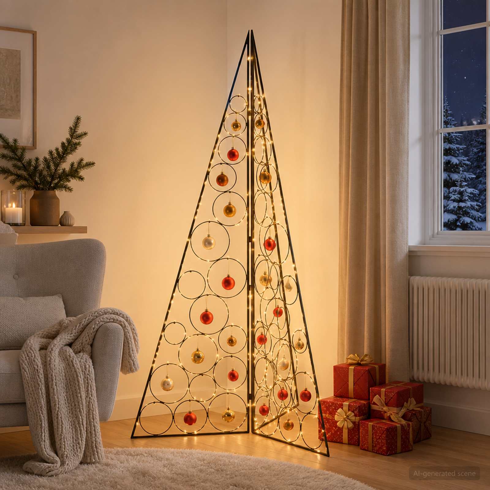 Albero di Natale in metallo KUOPIO 140 cm Acciaio Nero