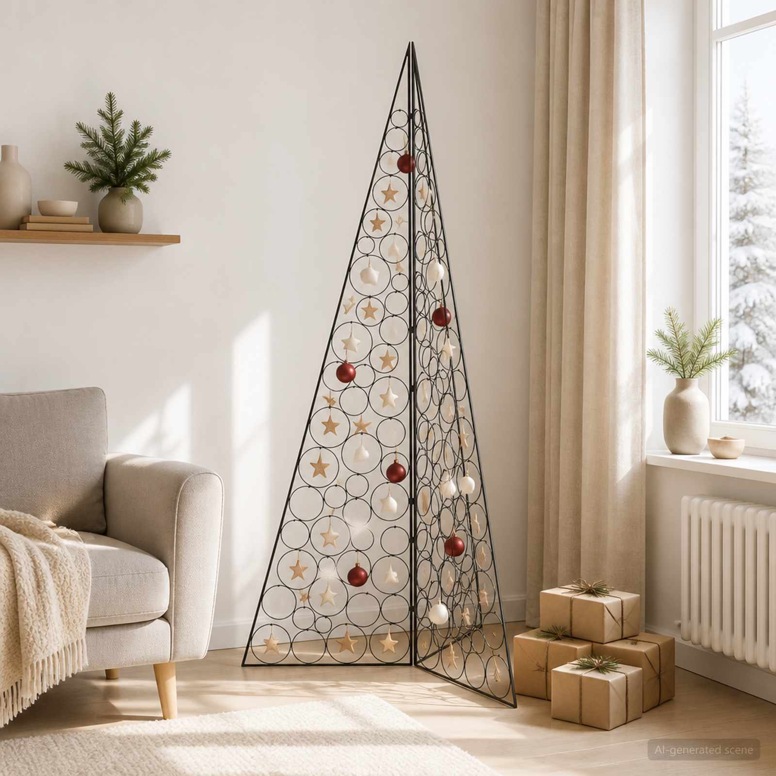 Albero di Natale in metallo KUOPIO 210 cm Acciaio Nero